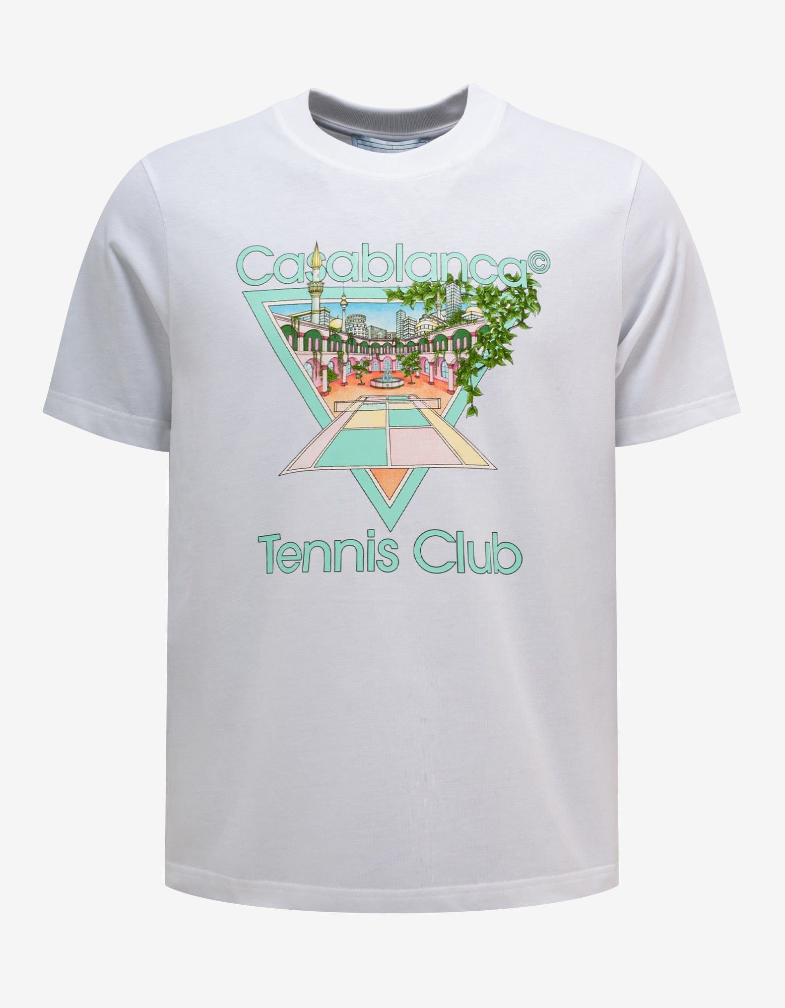 Image of Casablanca White Tennis Club Pastelle Print T-Shirt, Men's (Size 2XL)