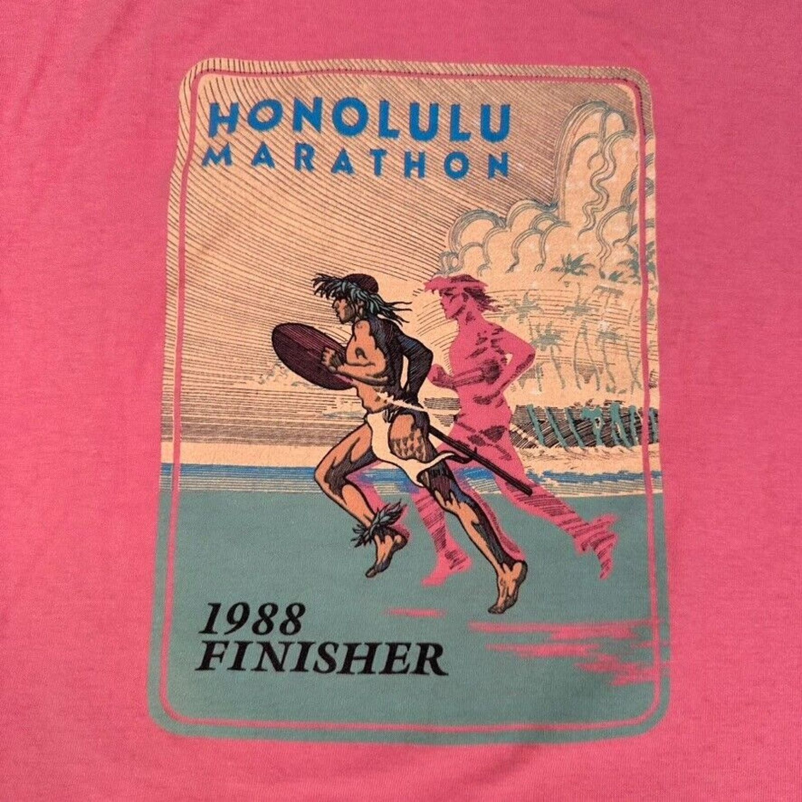 Vintage Vintage Honolulu Marathon Finisher 1988 Hawaii Salmon Shirt Size S / US 4 / IT 40 - 5 Thumbnail