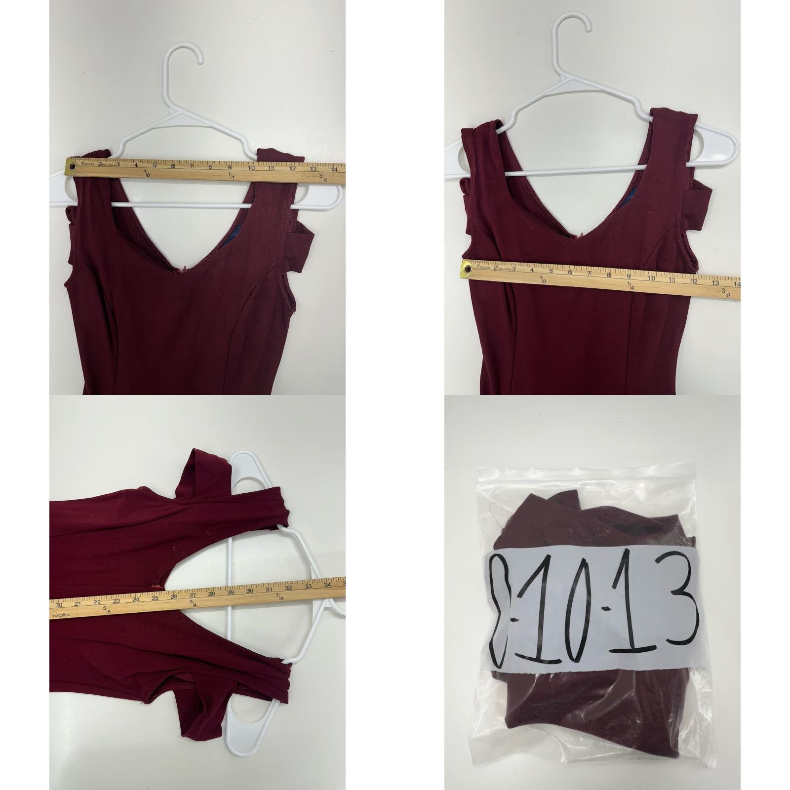 Vintage InsNova Womens Dress XS Maroon Cold Shoulder Sleeveless V-Neck Dress Short Sleeve No? Size XS / US 0-2 / IT 36-38 - 8 Thumbnail