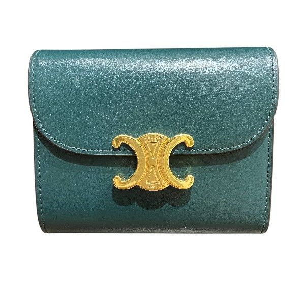 Celine Celine Celine Triomphe Small Flap Calf Leather Wallet Leather Short Wallet 10D783DPU31AN DUTY FREE for USA Size ONE SIZE - 1 Thumbnail