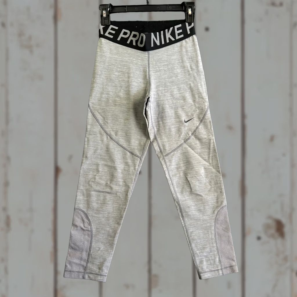 Nike Nike Pro Womens Legging Mid-Rise Gray M Spellout Waist Band AO9970-063 Size 32" / US 10 / IT 46 - 1 Thumbnail