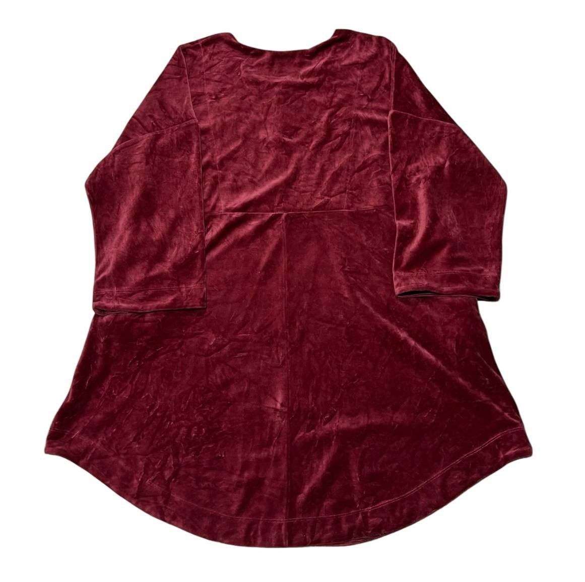 Gudrun Sjoden GUDRUN SJODEN RED ORGANIC COTTON VELOUR TOP POCKETS TUNIC XL Size XL / US 12-14 / IT 48-50 - 2 Thumbnail
