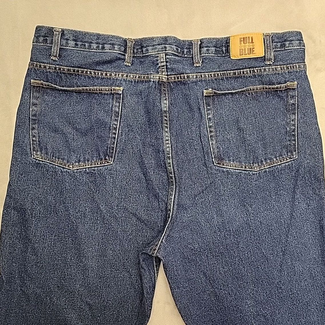 Denime FULL BLUE Jeans Mens 46x30 Blue Denim 100% Cotton Work Comfort Straight 5-Pocket Baggy American Western Belt Loops Size US 30 / EU 46 - 6 Thumbnail