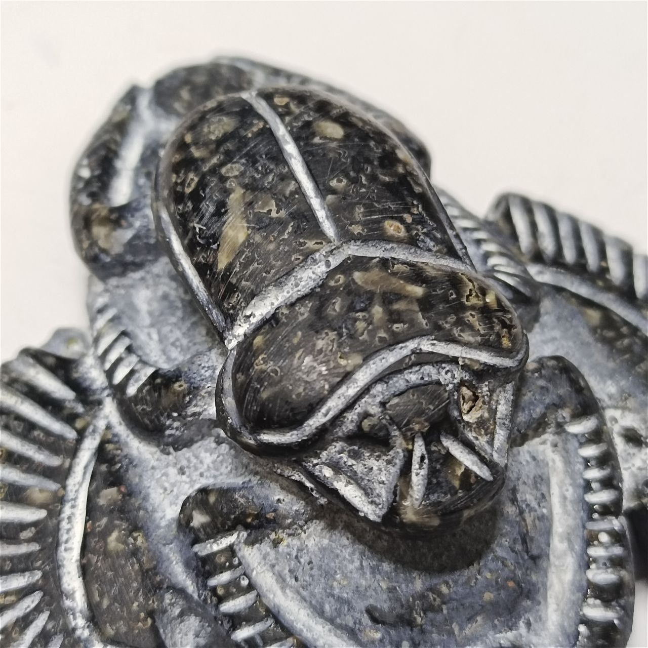 Vintage Carved Egyptian scarab piece in ancient archaeological style Size ONE SIZE - 6 Thumbnail