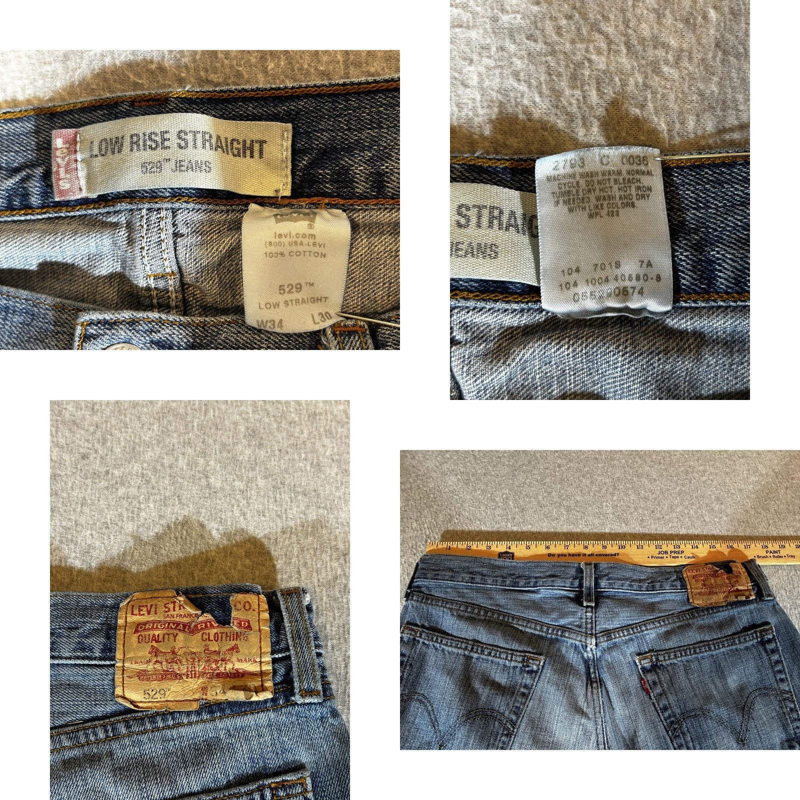 Levi's VINTAGE Baggy Jeans Mens 34x30 Wide Leg Blue Grunge Y2K Streetwear Levis 529 Size US 34 / EU 50 - 8 Thumbnail