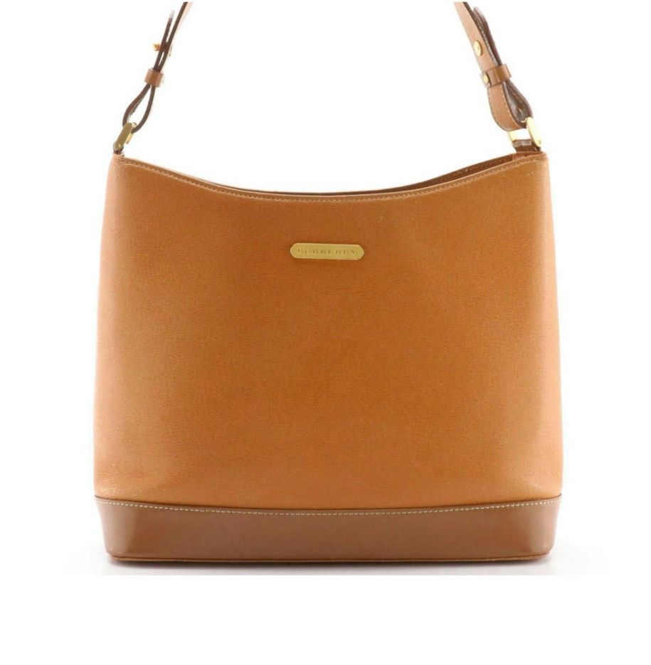 Burberry Burberry Brown Textured Leather Shoulder Bag Logo Lining Size ONE SIZE - 1 Thumbnail