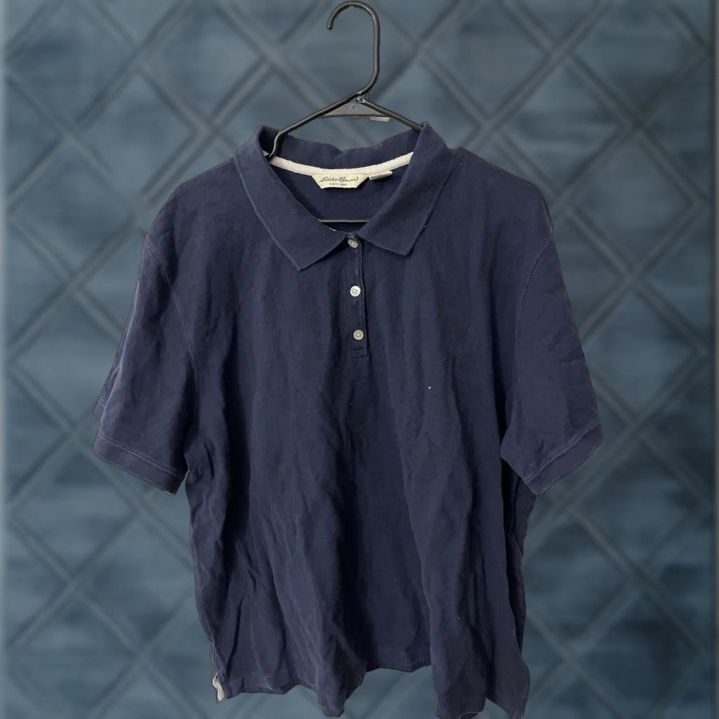Eddie Bauer VTG Eddie Bauer Polo Shirt Mens 2XL Navy Blue Striped Knit 100% Cotton 90s Rugby Style Mens Size US XXL / EU 58 / 5 - 1 Thumbnail
