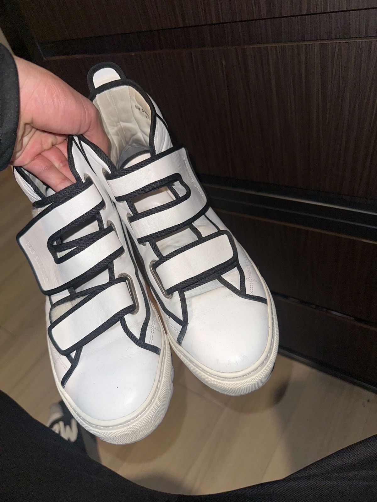 Raf Simons Rat Simon Strap High Top Leather Shoes in White, Men's (Size 8)