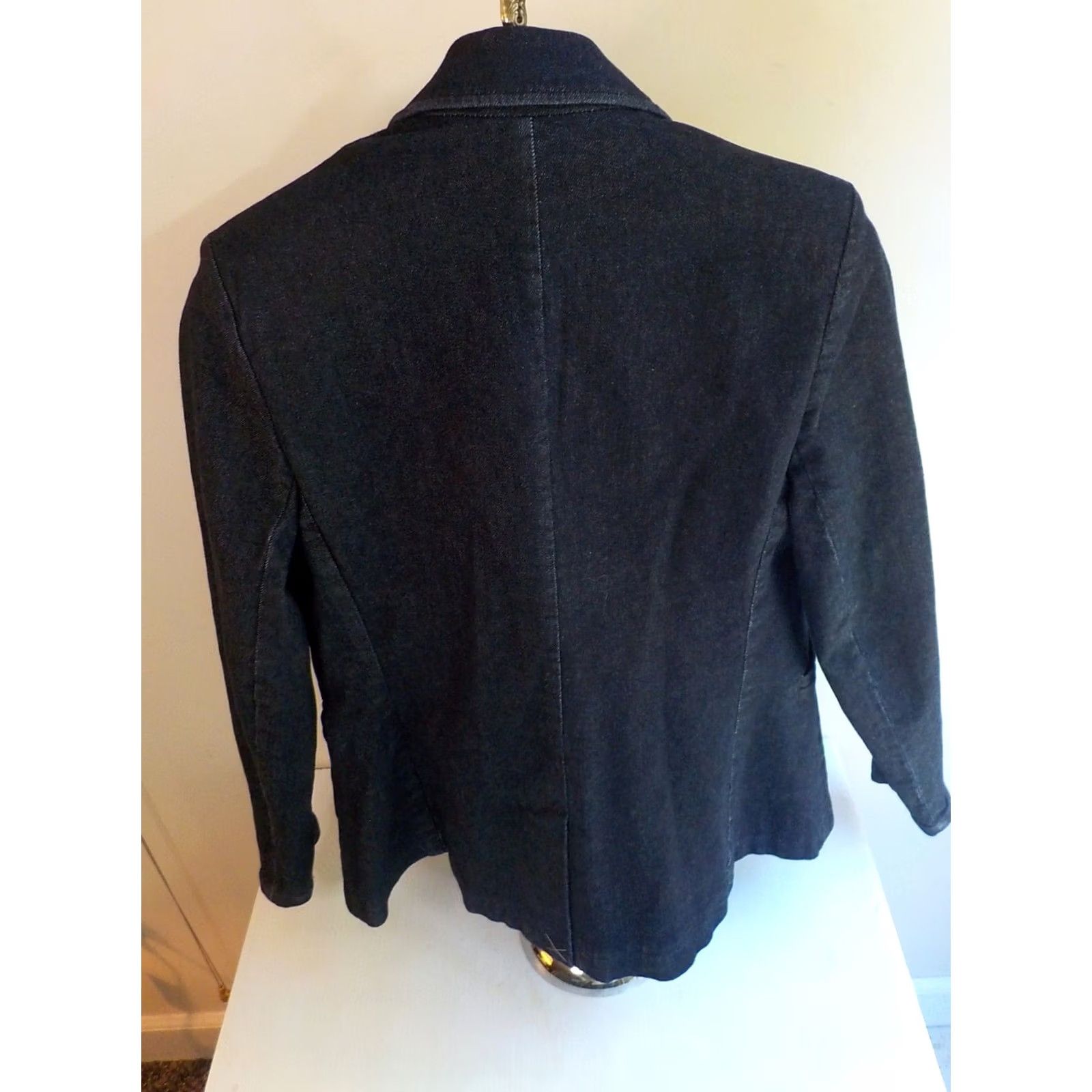 Express EXPRESS Womens 1 Button Denim Stretch Blazer Blue Cotton/Spandex SZ 10 NWT Size L / US 10 / IT 46 - 4 Thumbnail