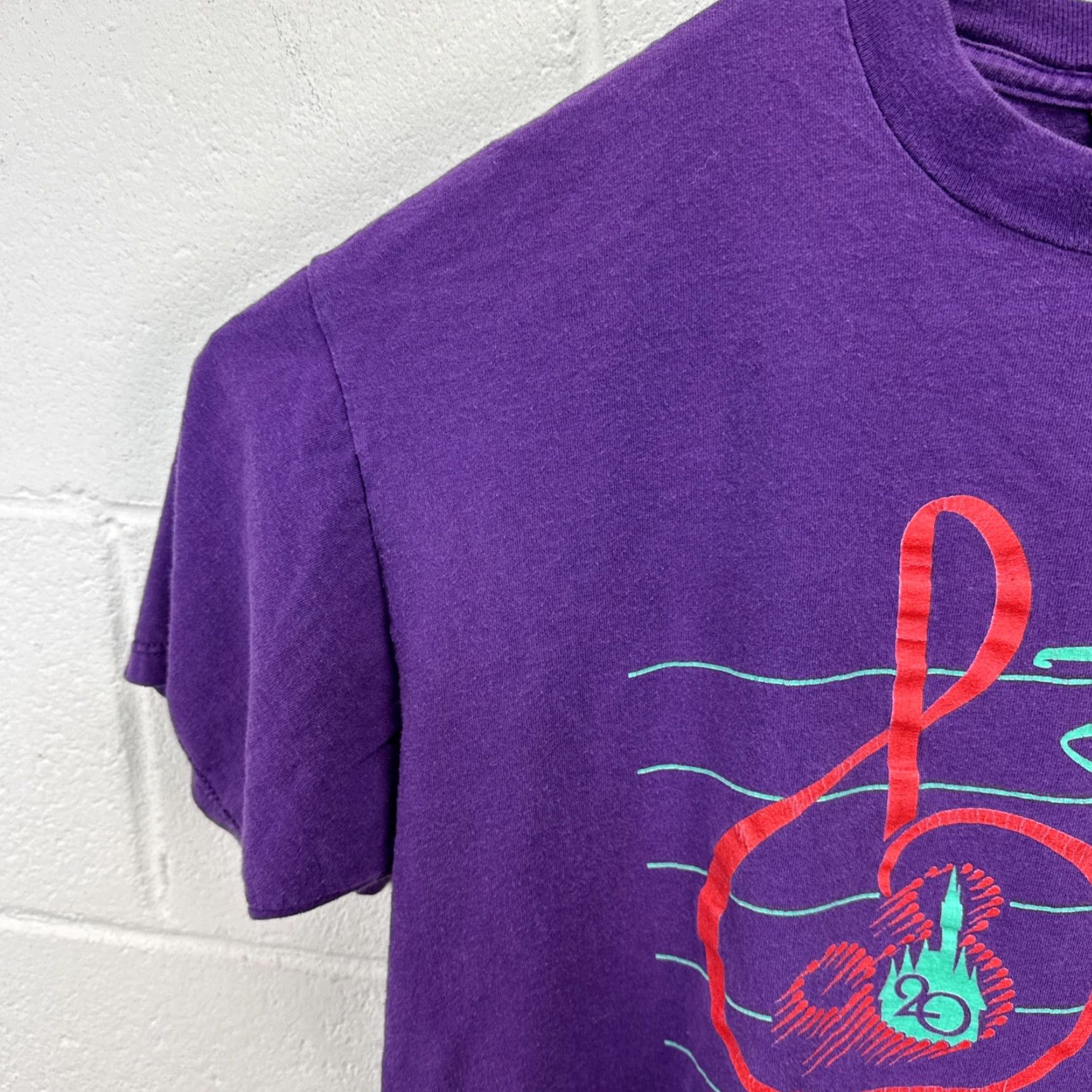 Disney VINTAGE Disney T-Shirt Unisex Adults XL Mickey Mouse Purple Crew Neck 90s Logo Graphic Print Found Season: Fall, Spring, Summer Size US XL / EU 56 / 4 - 6 Thumbnail