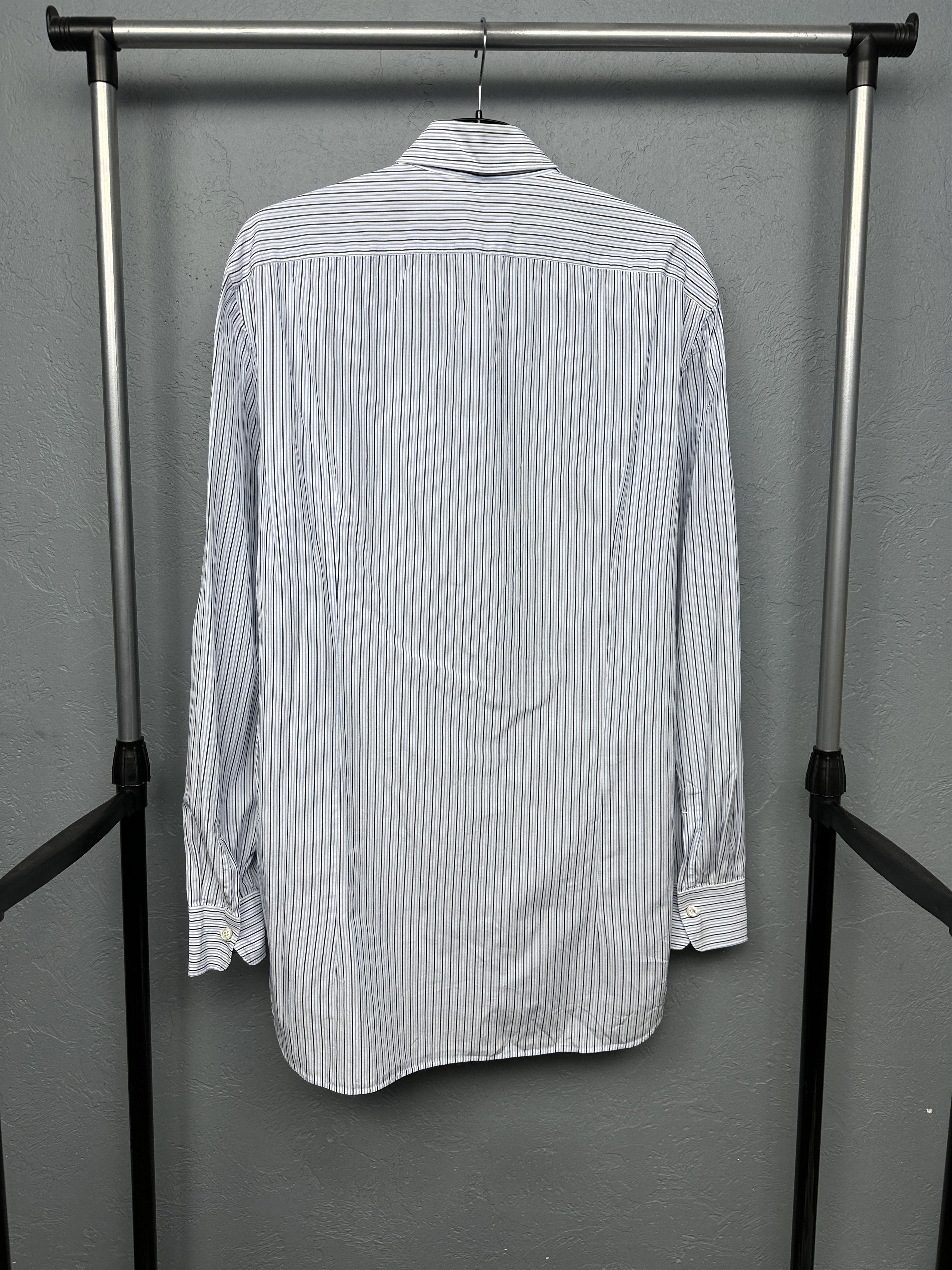 Kiton Kiton Mens Cotton Long Sleeve Striped Shirt Size US L / EU 52-54 / 3 - 7 Thumbnail