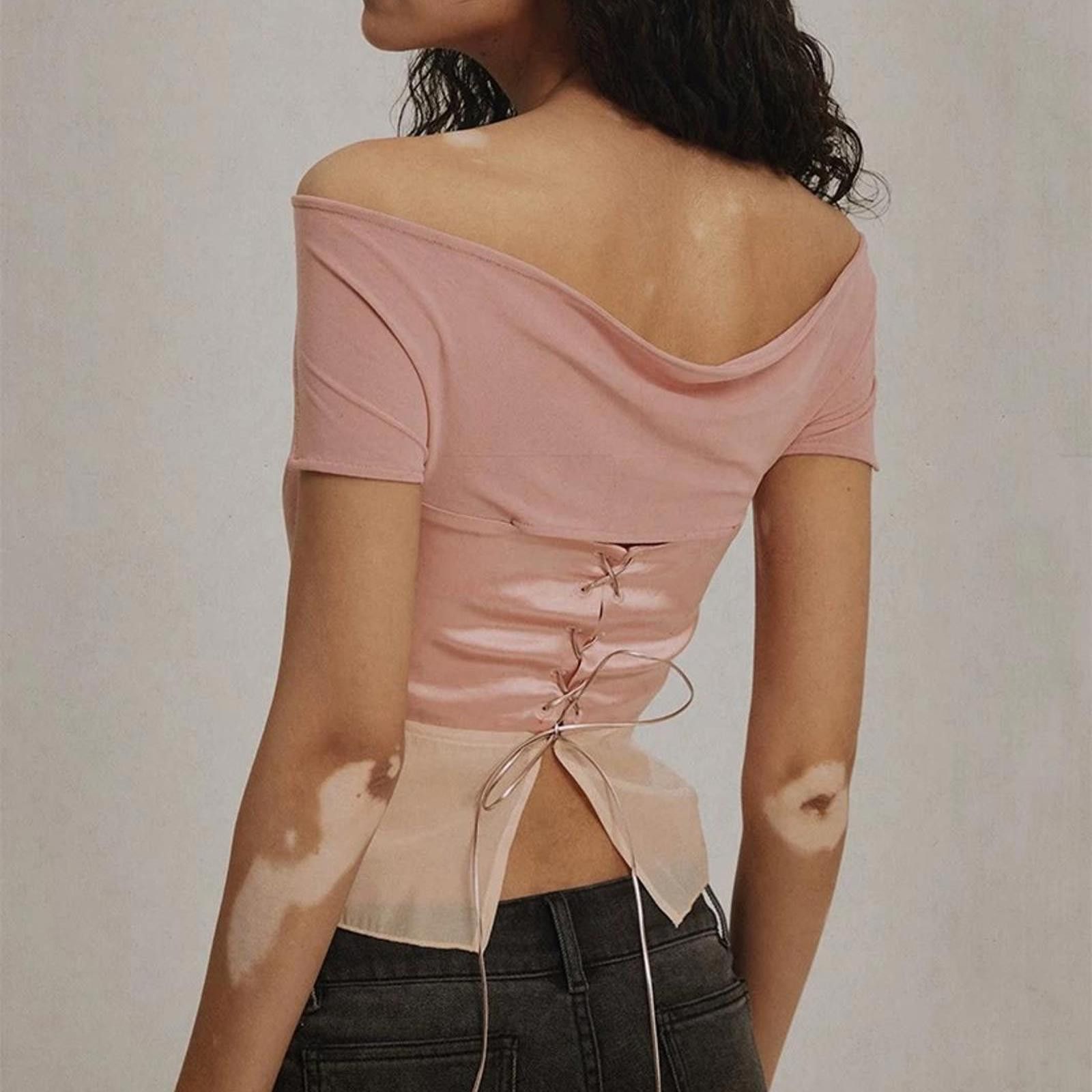 Japanese Brand Pink Satin Off-Shoulder Y2K Top Size M Size M / US 6-8 / IT 42-44 - 2 Thumbnail