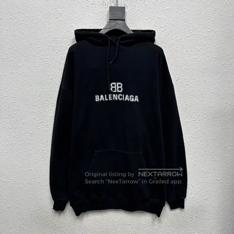 Balenciaga Mosaic Double B Letter Printed Drawstring Hoodi