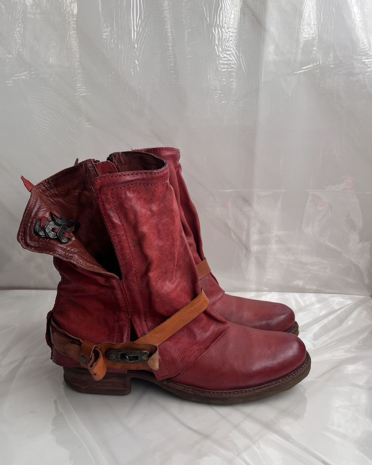 A.S.98 As 98 Airstep Zipper Boho Biker Red distressed boot Size US 8 / IT 38 - 4 Thumbnail