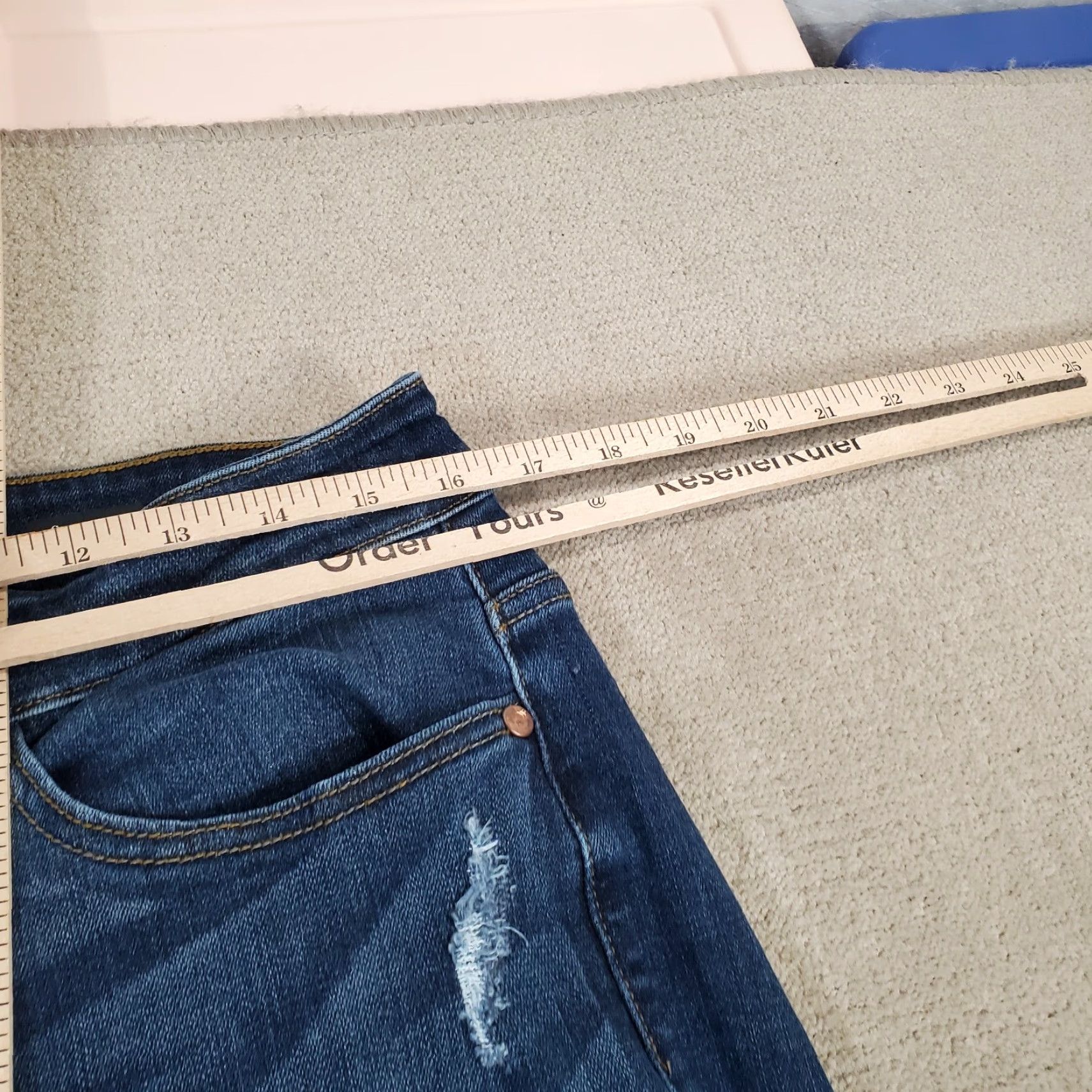 Vintage Judy Blue Jeans 16W Womens Skinny Fit Faded Distressed Dark Stretch Button Fly Size 24" / US 00 / IT 34 - 3 Thumbnail