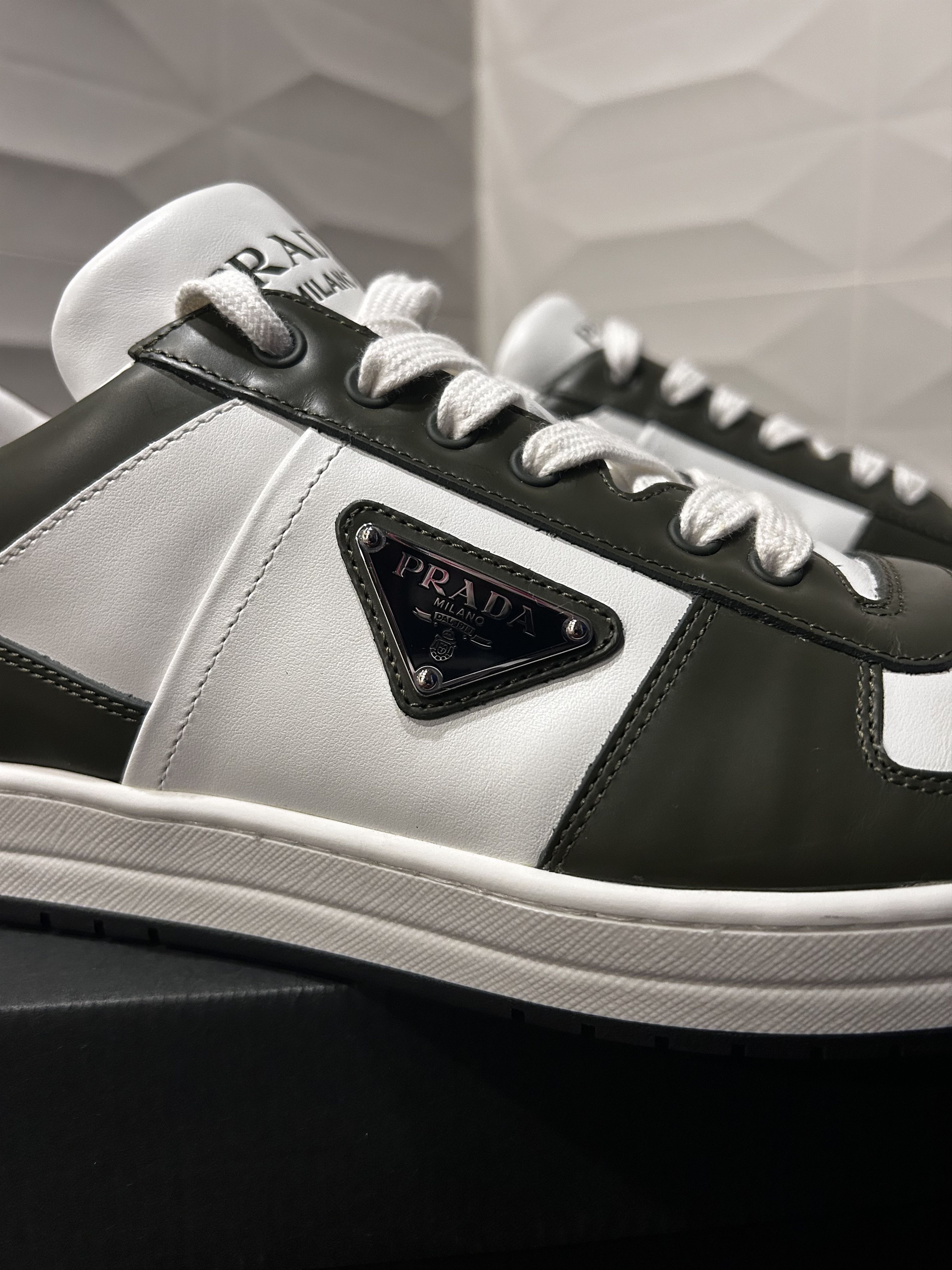 Prada 👟 Prada Downtown Leather Sneakers – Olive Green – Sz 10US Size US 10 / EU 43 - 8 Thumbnail