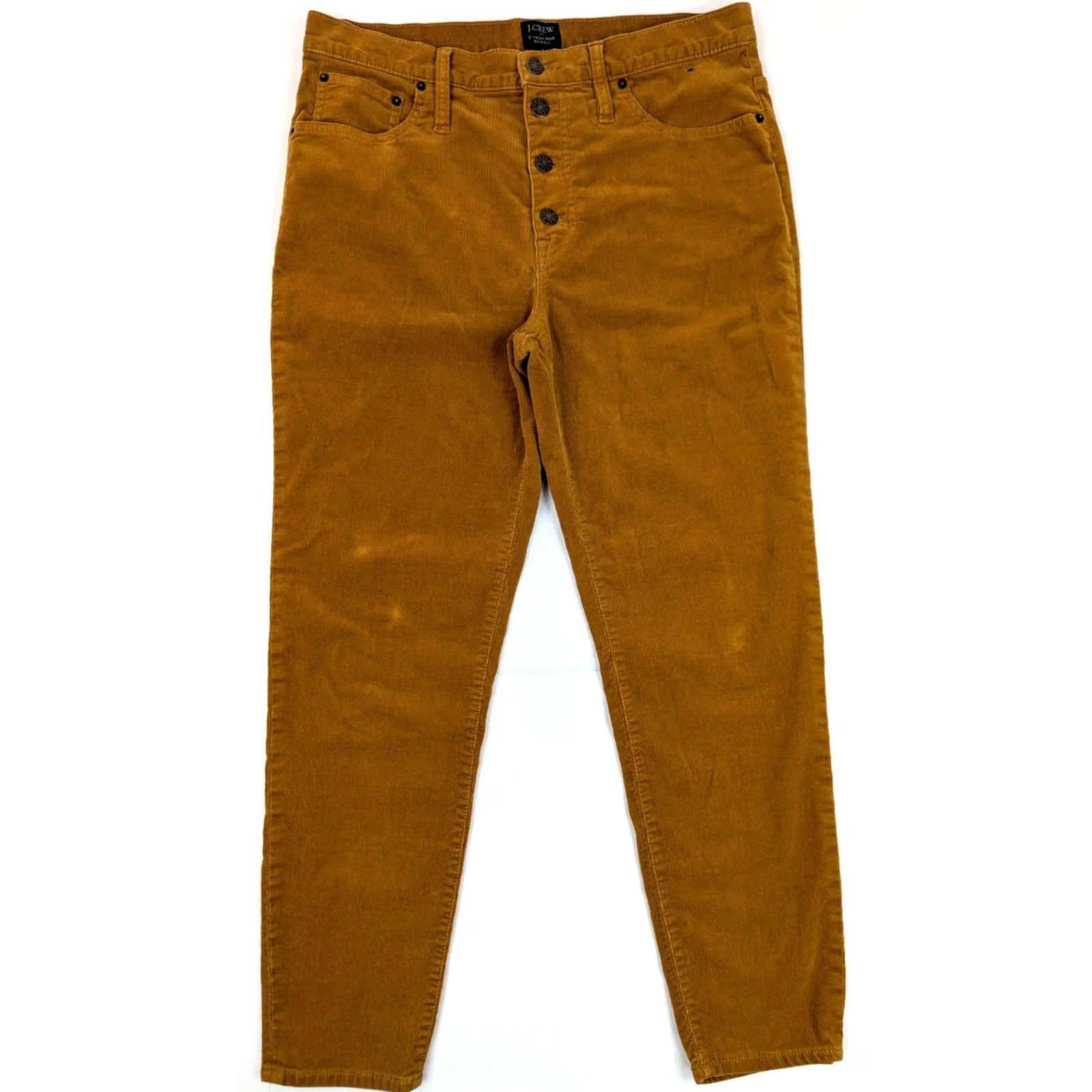 J.Crew J.CREW 9" High-Rise Skinny Pants Womens 33 Honey Mustard Corduroy Button Front Closure Shoes? Size 24" / US 00 / IT 34 - 2 Thumbnail