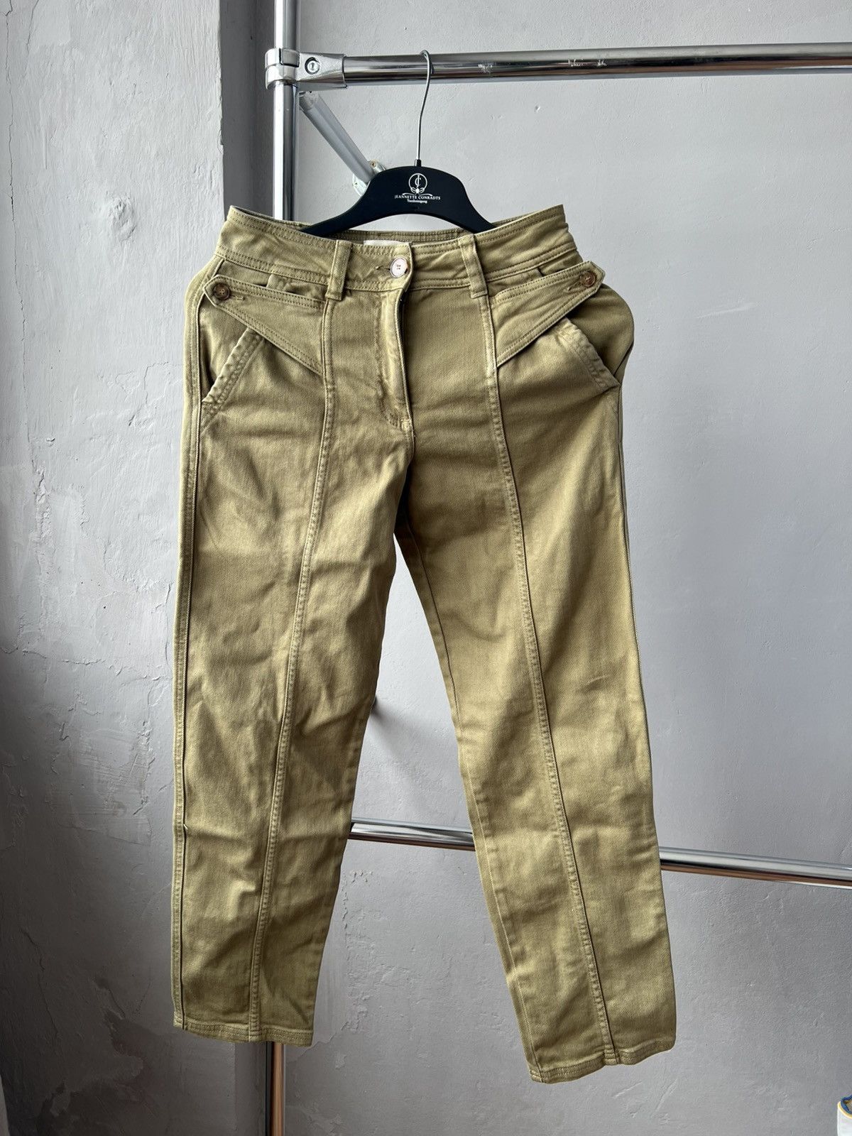 Sezane Sezane Paris Capri Women Khaki Classic Pants Size 43 Size 34" / US 12 / IT 48 - 4 Thumbnail