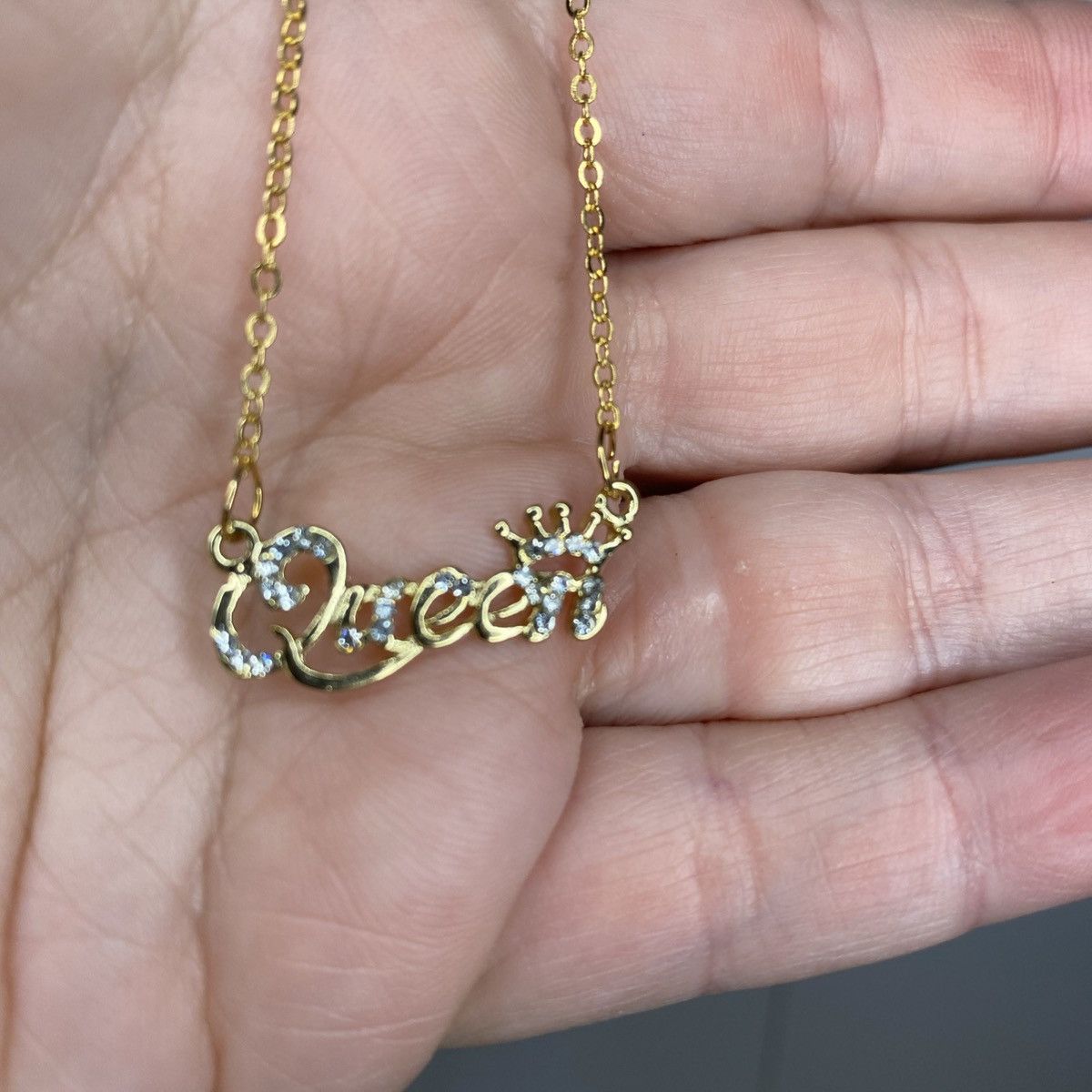 Other Queen Necklace Goldtone Rhinestone Crown Pendant New 17.5in Size ONE SIZE - 2 Thumbnail