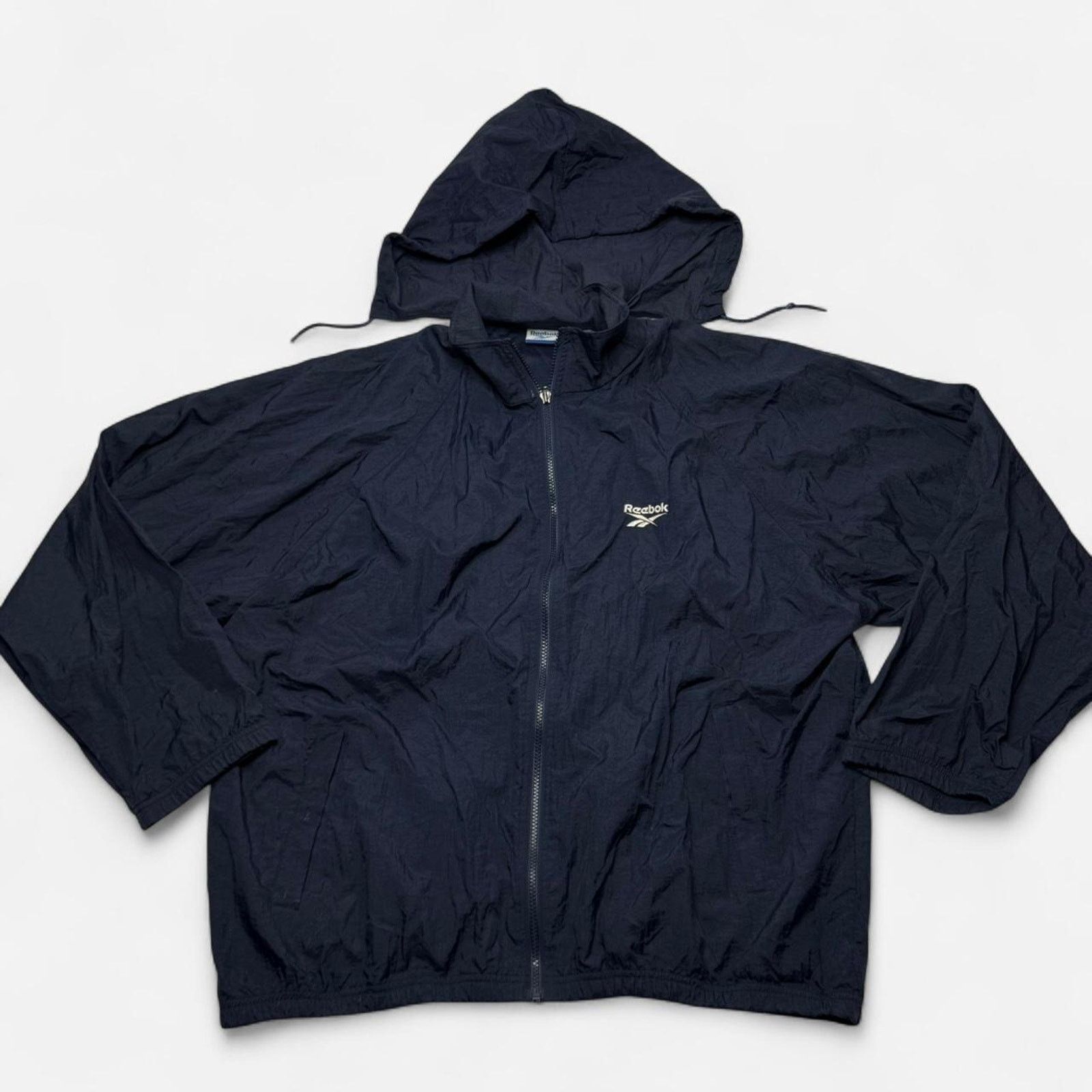 Reebok Reebok Navy Windbreaker Jacket XL Vintage Hooded Full Zip Size US XL / EU 56 / 4 - 1 Thumbnail
