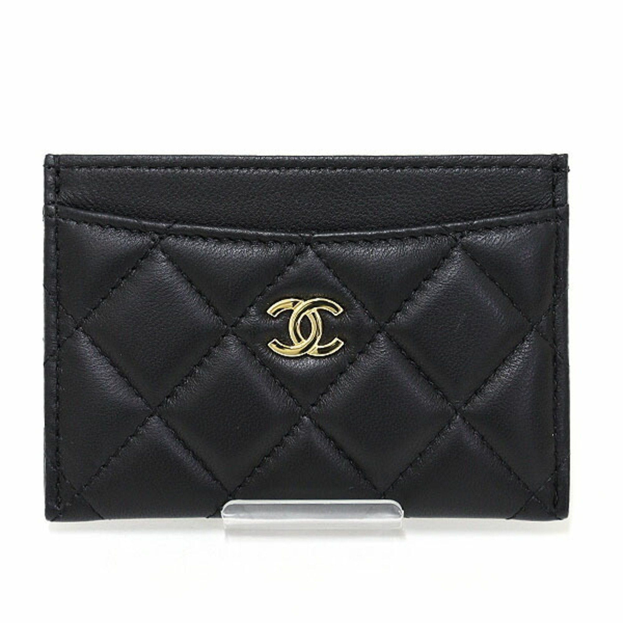 image of Chanel Classic Card Case Lambskin Black Ap0213 Matelasse Coco Mark, Women's
