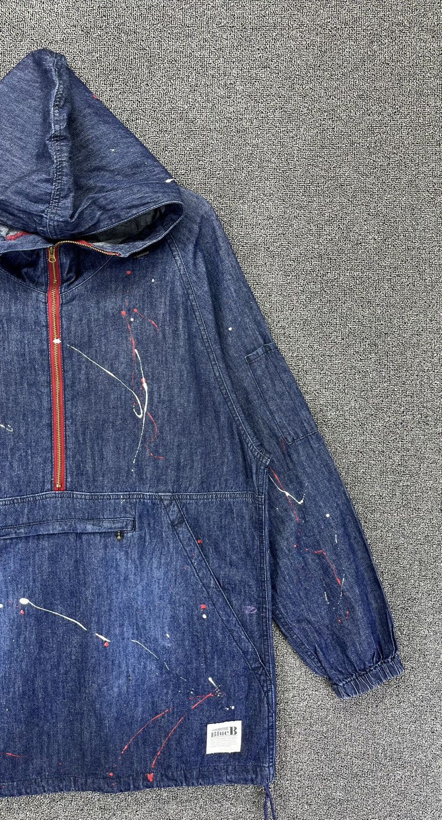 Japanese Brand Vintage Blue B Hoodie Japanese Denim Anorak Size US L / EU 52-54 / 3 - 3 Thumbnail