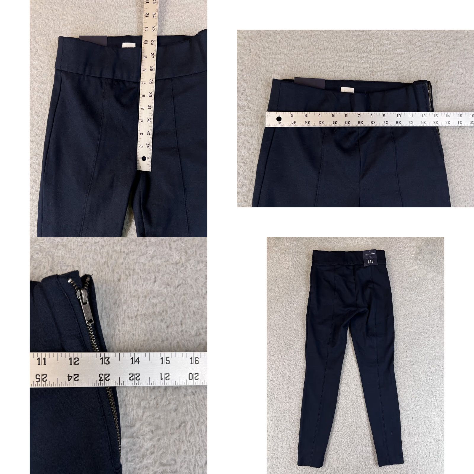 Gap Gap Leggings Womens XS Navy Blue Zip Stretch Mid Rise Cotton Size 28" / US 6 / IT 42 - 8 Thumbnail