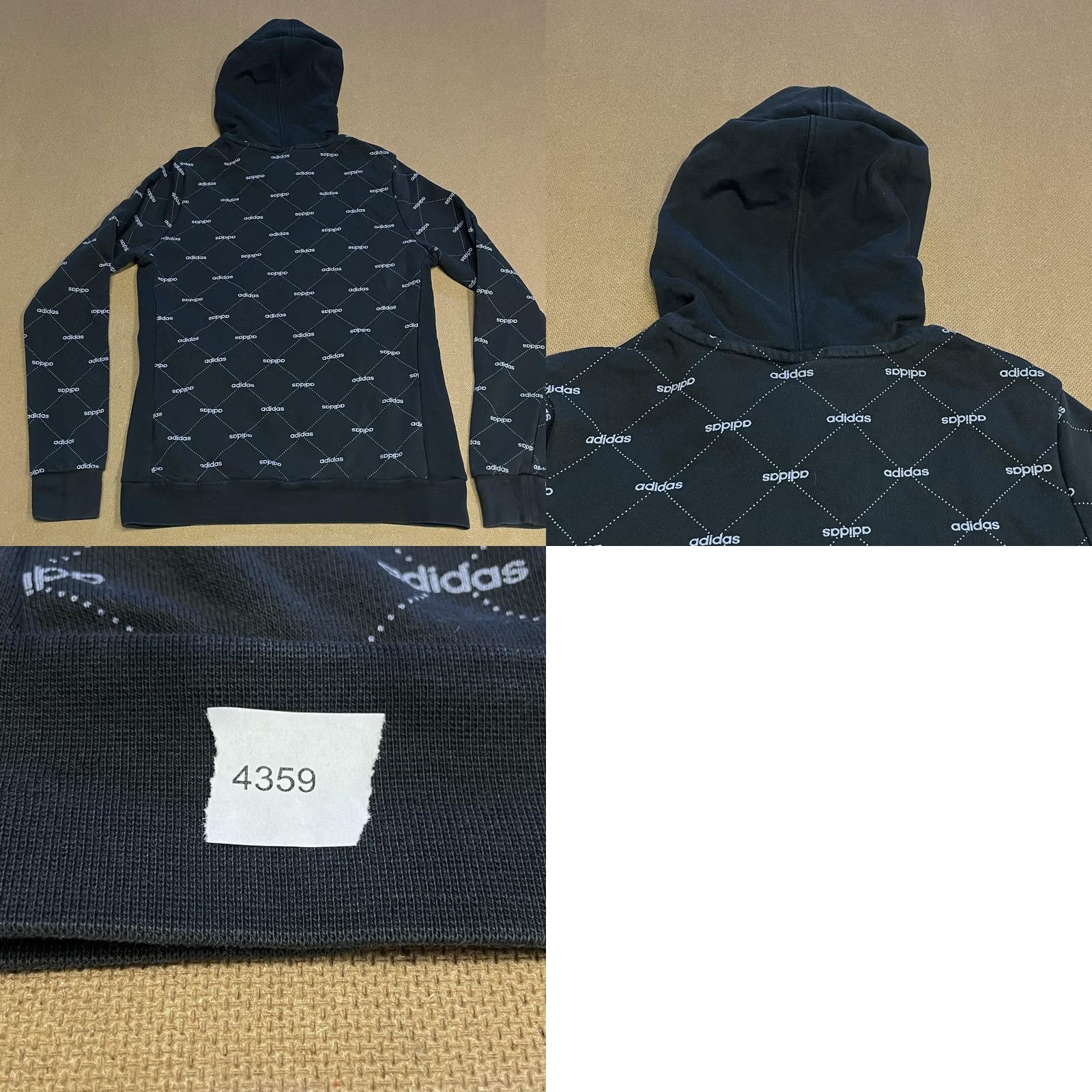 Adidas Adidas Hoodie Womens S Black Spell Out Logo Pullover Sweatshirt Kangaroo Pocket Sweatshirt Casual Athletic Size S / US 4 / IT 40 - 8 Thumbnail