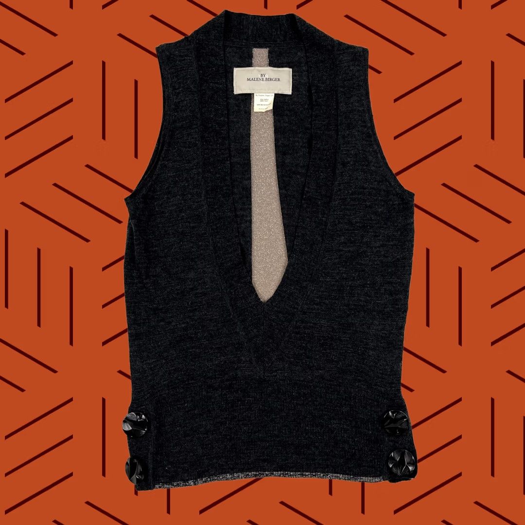 By Malene Birger VINTAGE By Malene Birger A/S Sweater Vest Womens M Gray Saffron Mercerized Wool Layers Size M / US 6-8 / IT 42-44 - 1 Thumbnail