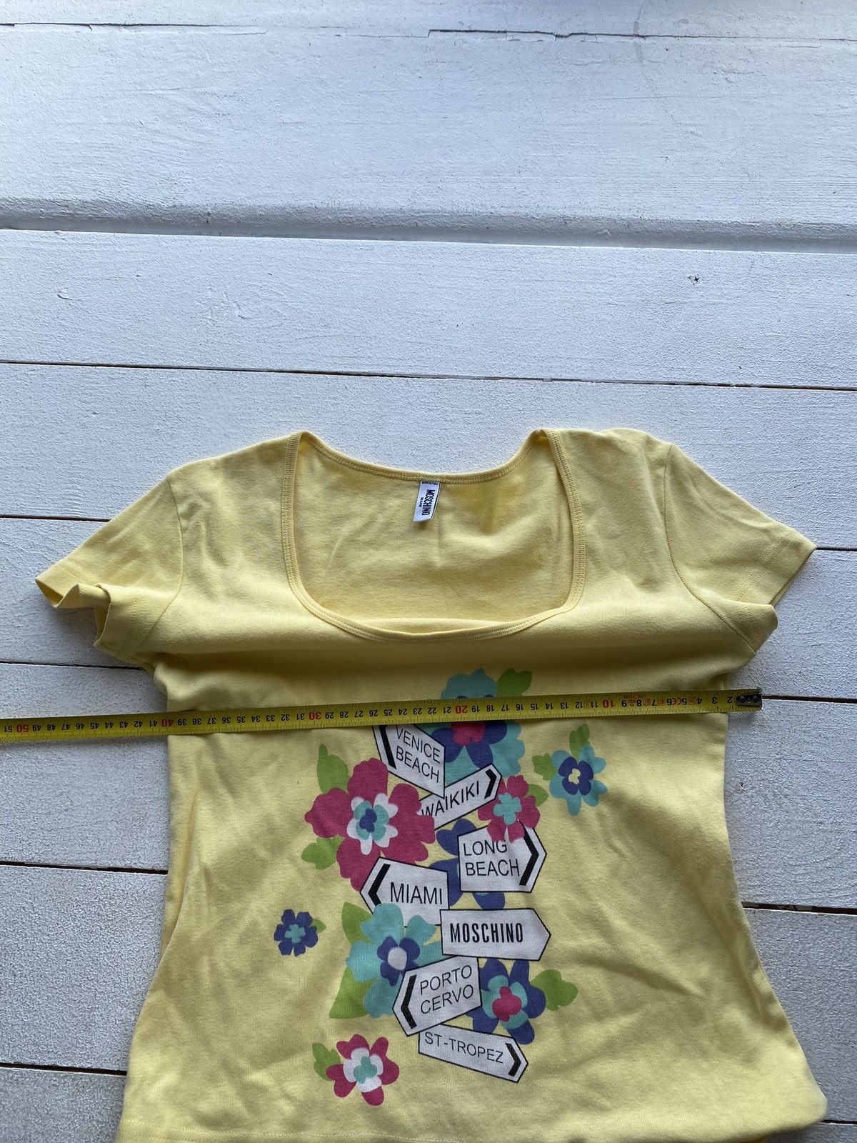 Designer × Love Moschino × Vintage 90s🔥 Love Moschino Tourism Yellow Sexy Top Tee Women M Emo Size M / US 6-8 / IT 42-44 - 7 Thumbnail