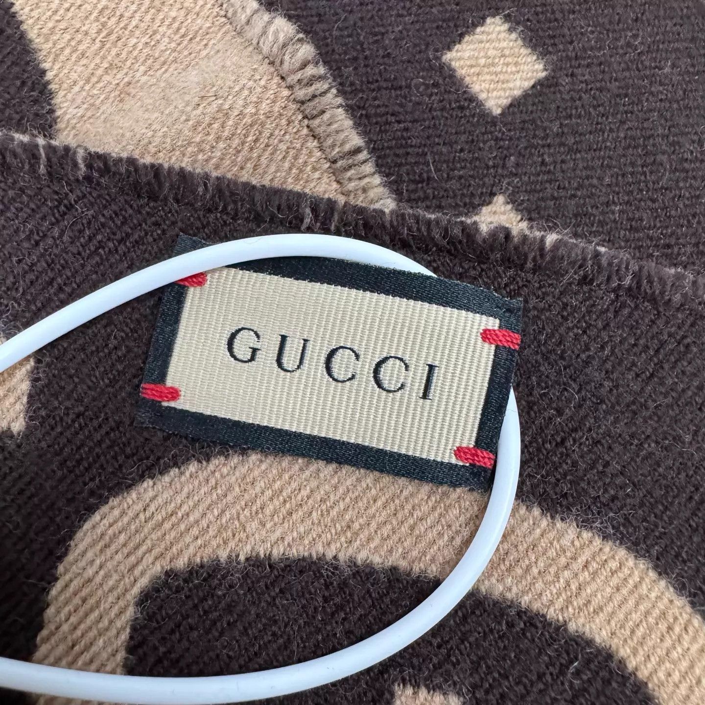 Gucci Gucci GG Allover Camel DoubleFaced Wool Scarf 99N Size ONE SIZE - 4 Thumbnail
