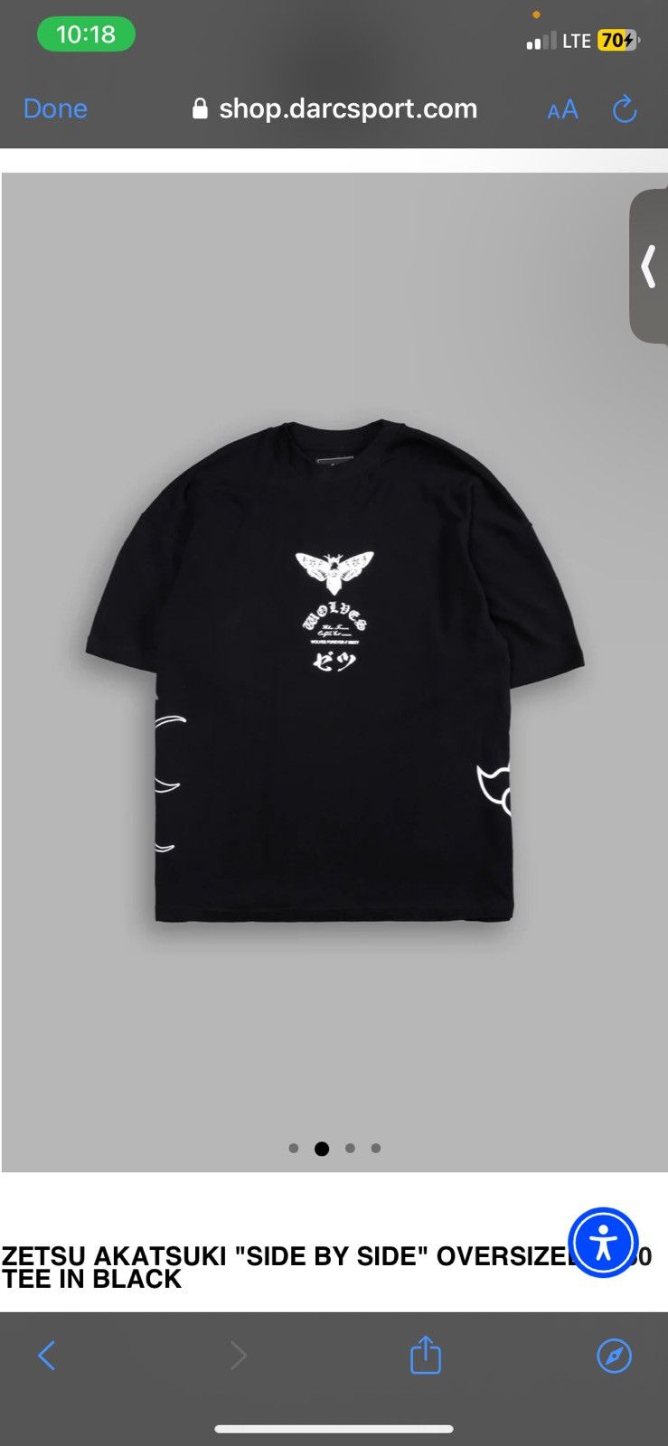 DARC SPORT X NARUTO COLLAB OVERSIZED TEE IN BLACK