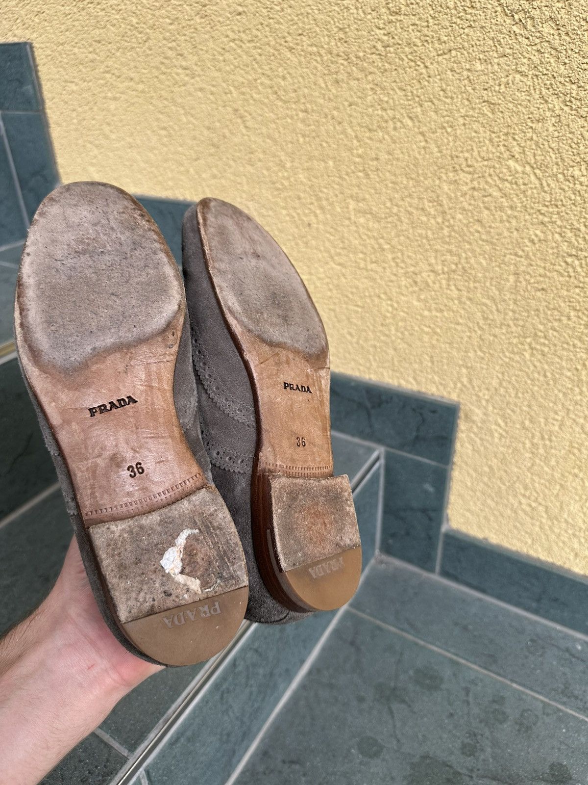 Prada Prada Loafers Women Shoes size 36 us-6,5 Brown-Gray Size US 6.5 / IT 36.5 - 14 Thumbnail