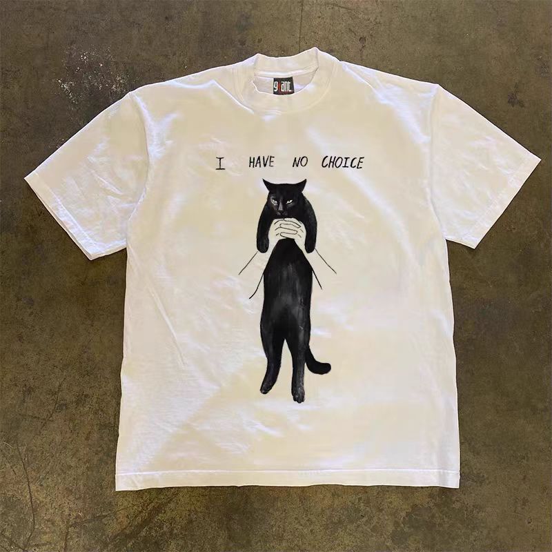 Vintage White retro cute cat print t-shirt Size US M / EU 48-50 / 2 - 1 Thumbnail