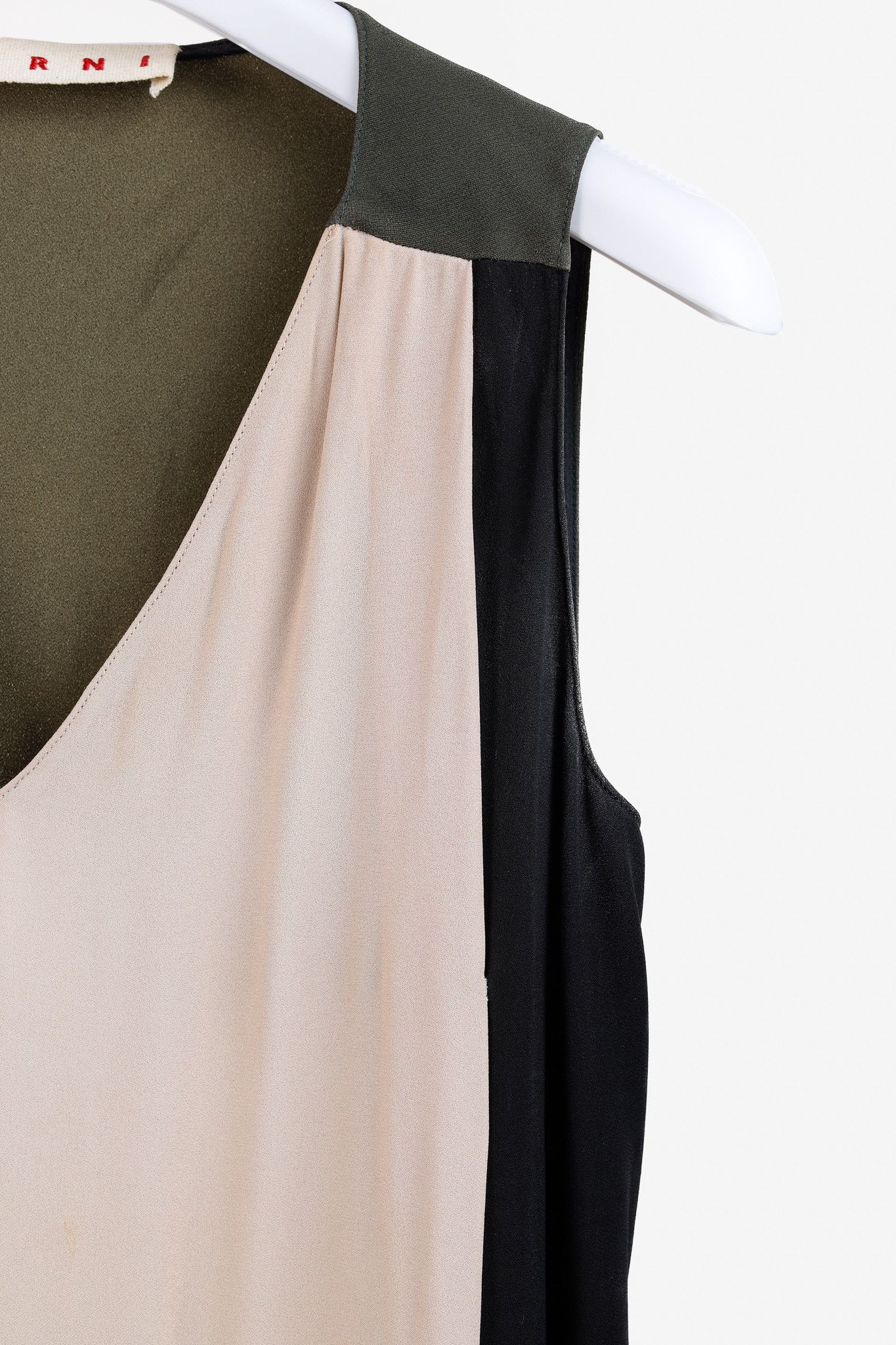 Marni Marni Nude, Black & Green Colourblock Sleeveless Dress Size S / US 4 / IT 40 - 5 Thumbnail