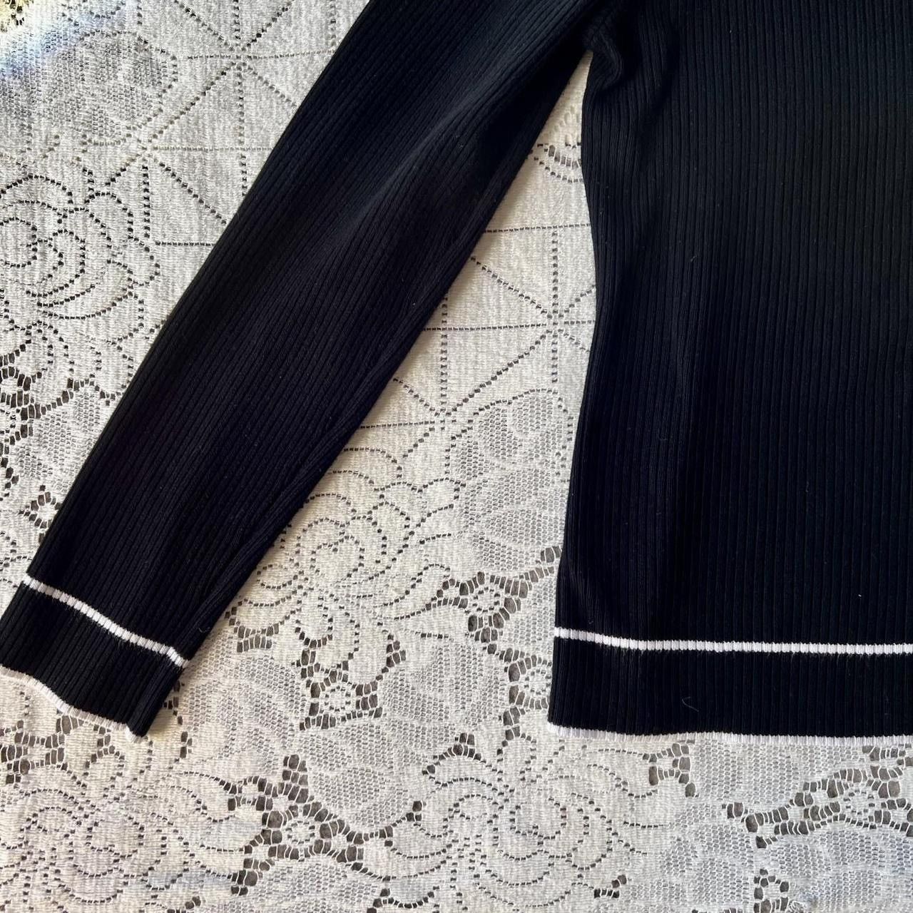 Other Black and white ribbed turtleneck with white trim ~ size L Size L / US 10 / IT 46 - 5 Thumbnail