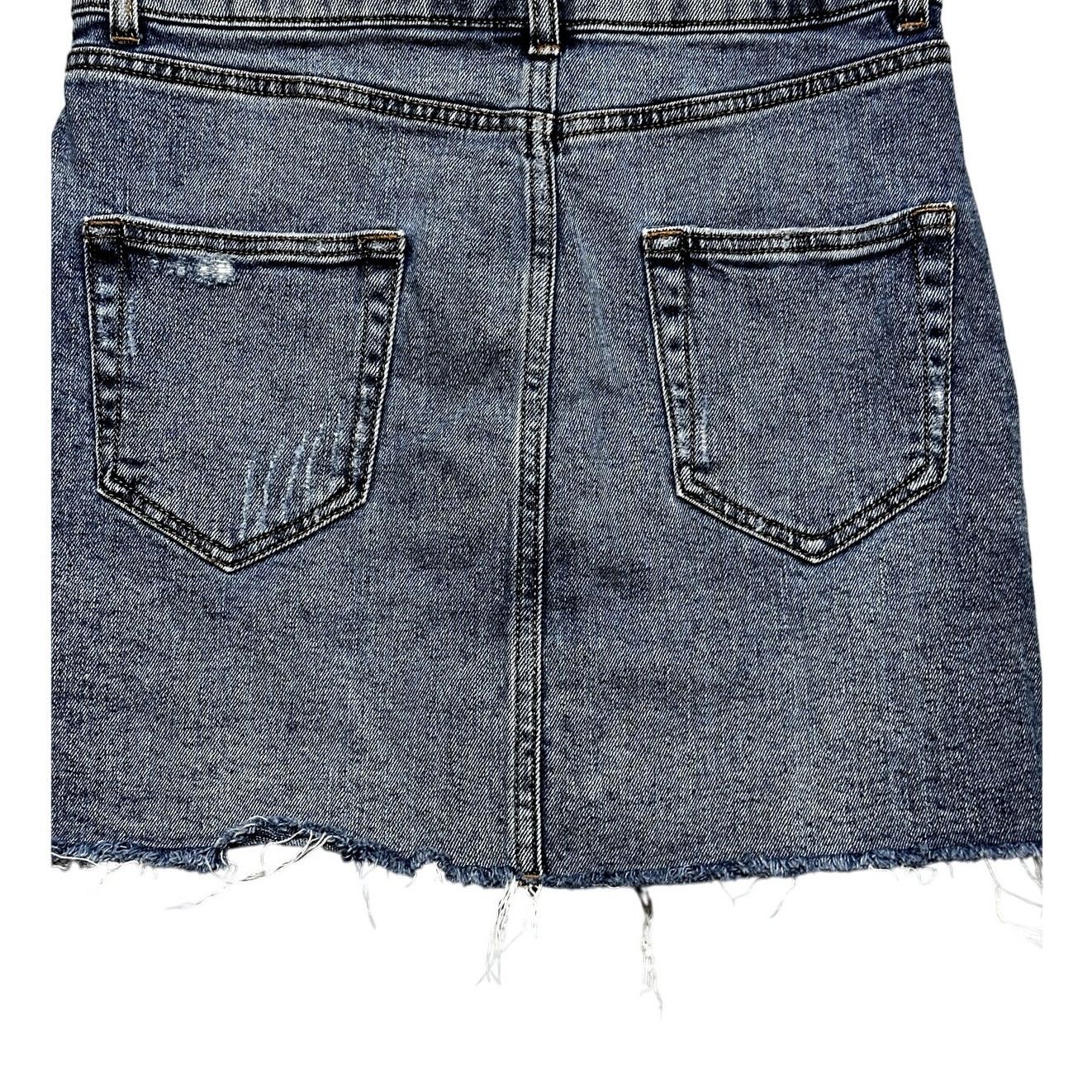 Other Wild Fable Mini Skirt Frayed Hem Zip Fly Button Denim Blue 2 Size 26" / US 2 / IT 38 - 6 Thumbnail