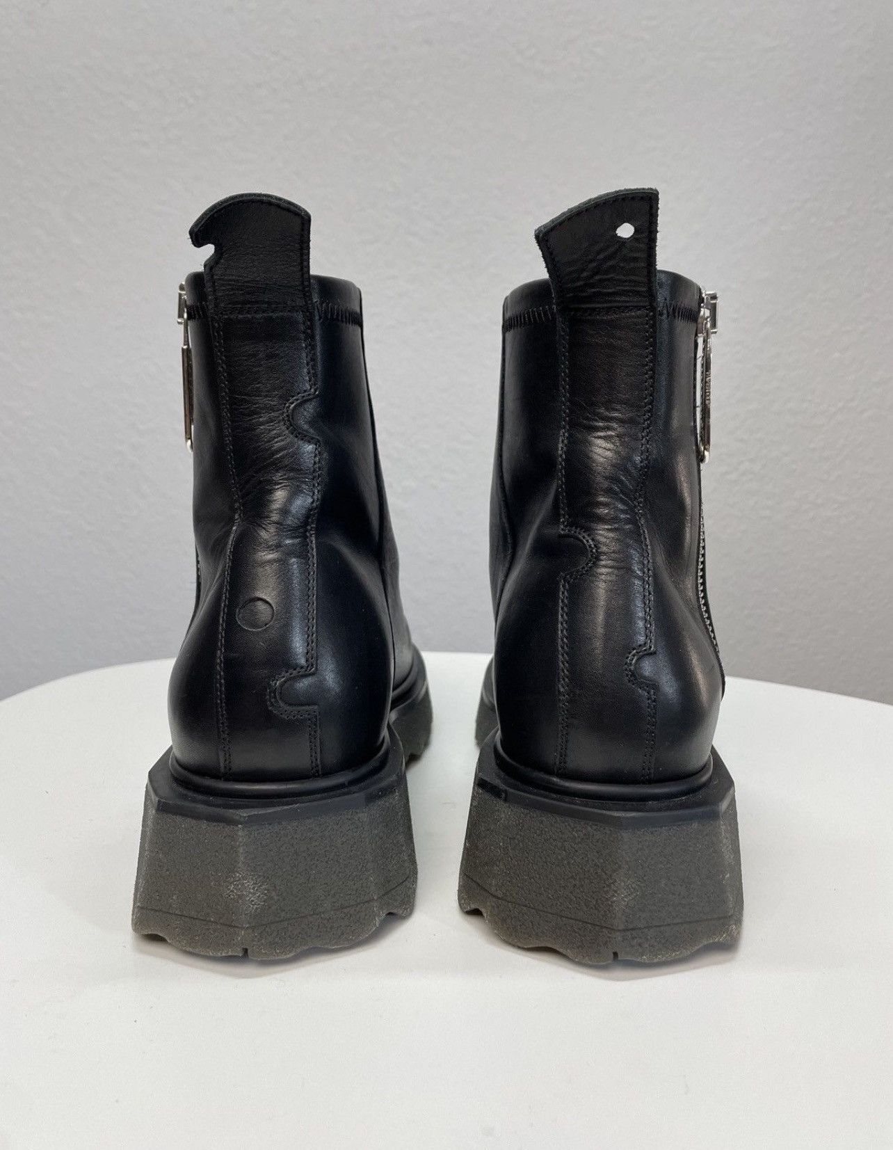 Off White Sponge Sole Zip Ankle Leather Biker Boots