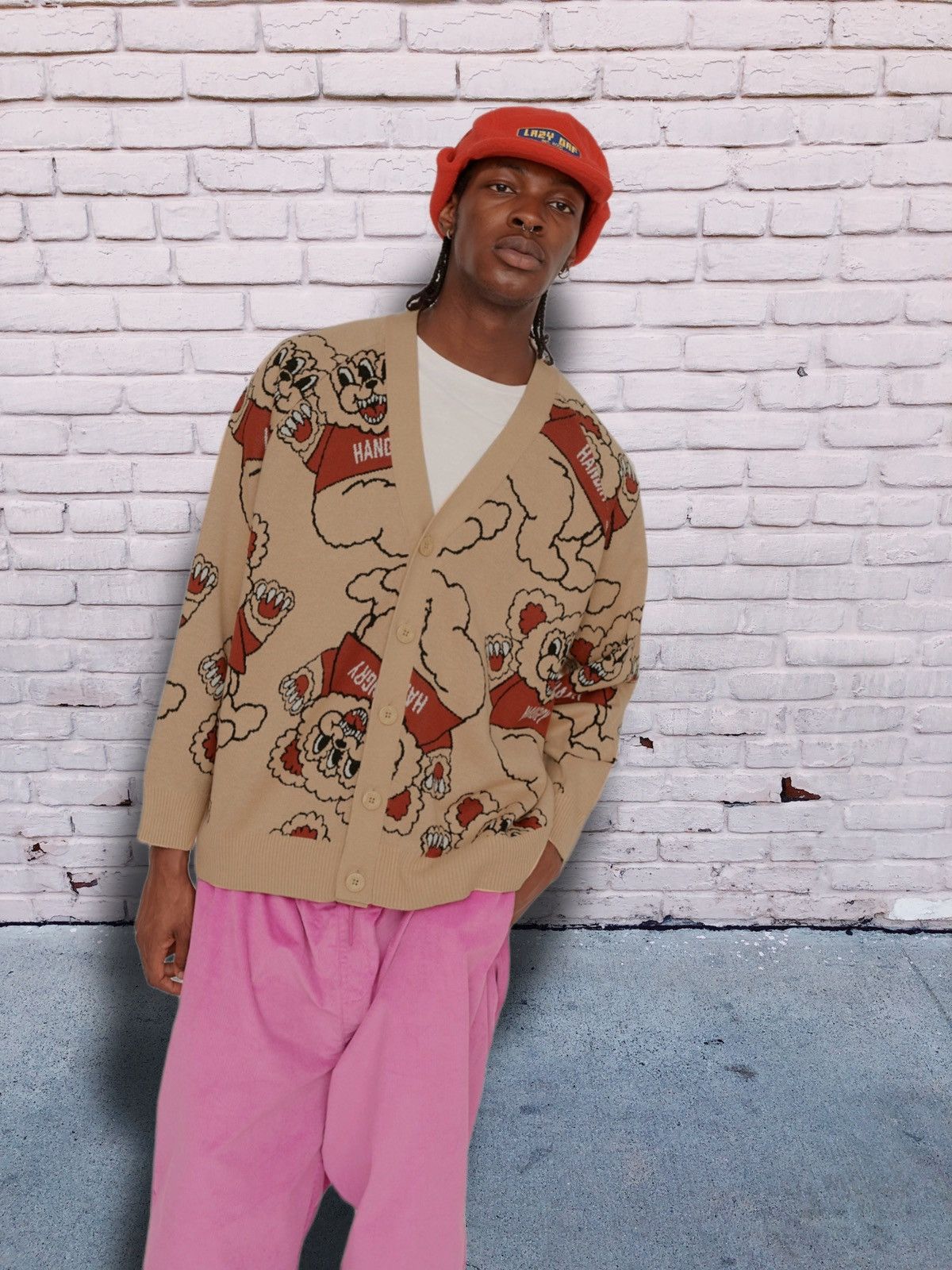 Lazy Oaf Lazy Oaf RARE Hangry Bear Knit Cardigan unisex drop shoulder Size US XXL / EU 58 / 5 - 10 Thumbnail