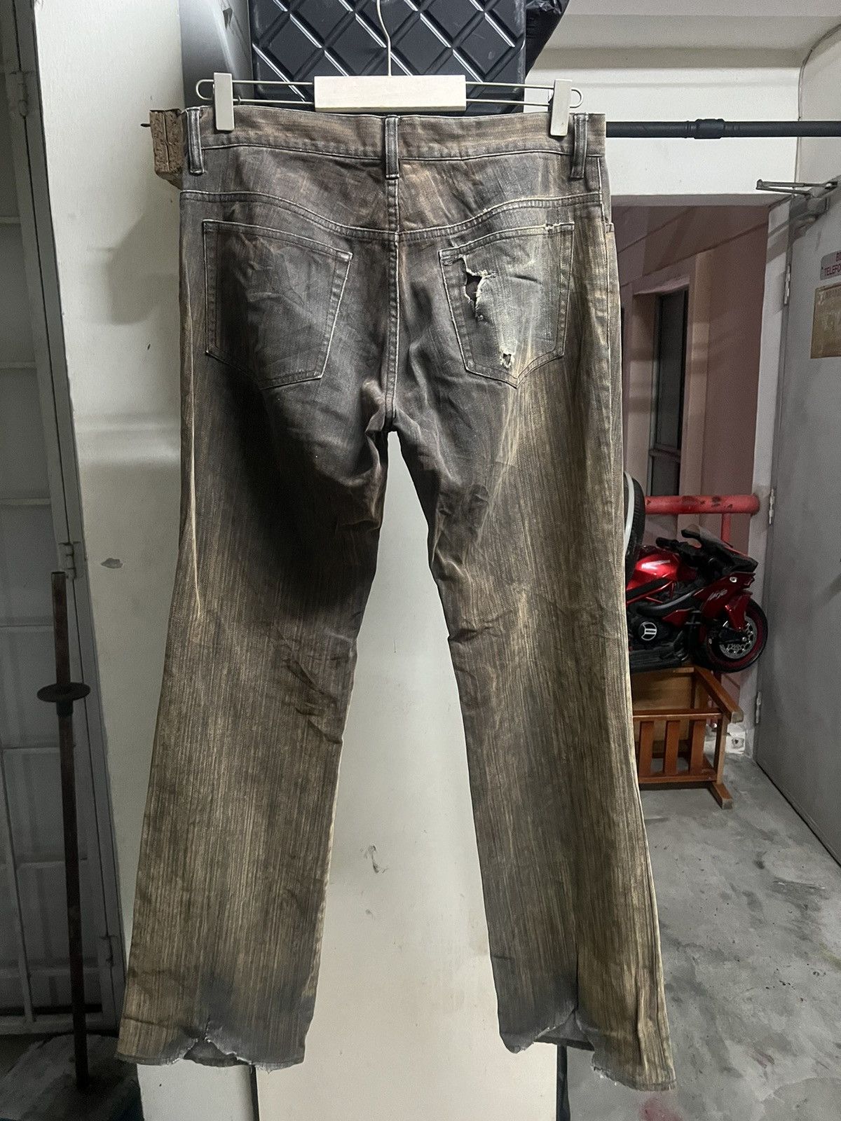 Hysteric Glamour × Japanese Brand × Vintage FLARED🔥THRASHED LOUIS CHAVLON DENIM PANT Size US 32 / EU 48 - 9 Thumbnail
