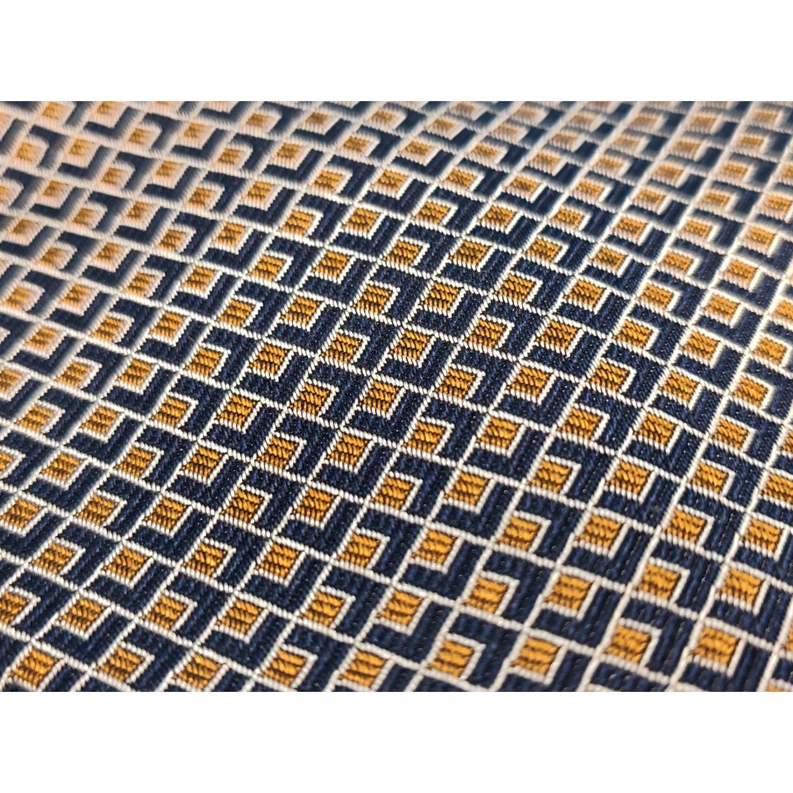 Ralph Lauren VINTAGE Lauren Ralph Lauren Green Label Tie Men 3 3/4" Width 59" Length Yellow Blue Geometric Silk Adjustabledunno Size ONE SIZE - 3 Thumbnail