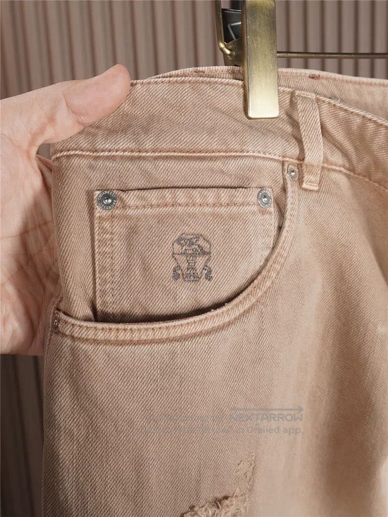 Brunello Cucinelli Brunello Cucinelli Desert Color Spring/Summer Denim Pants Size US 40 / EU 56 - 6 Thumbnail