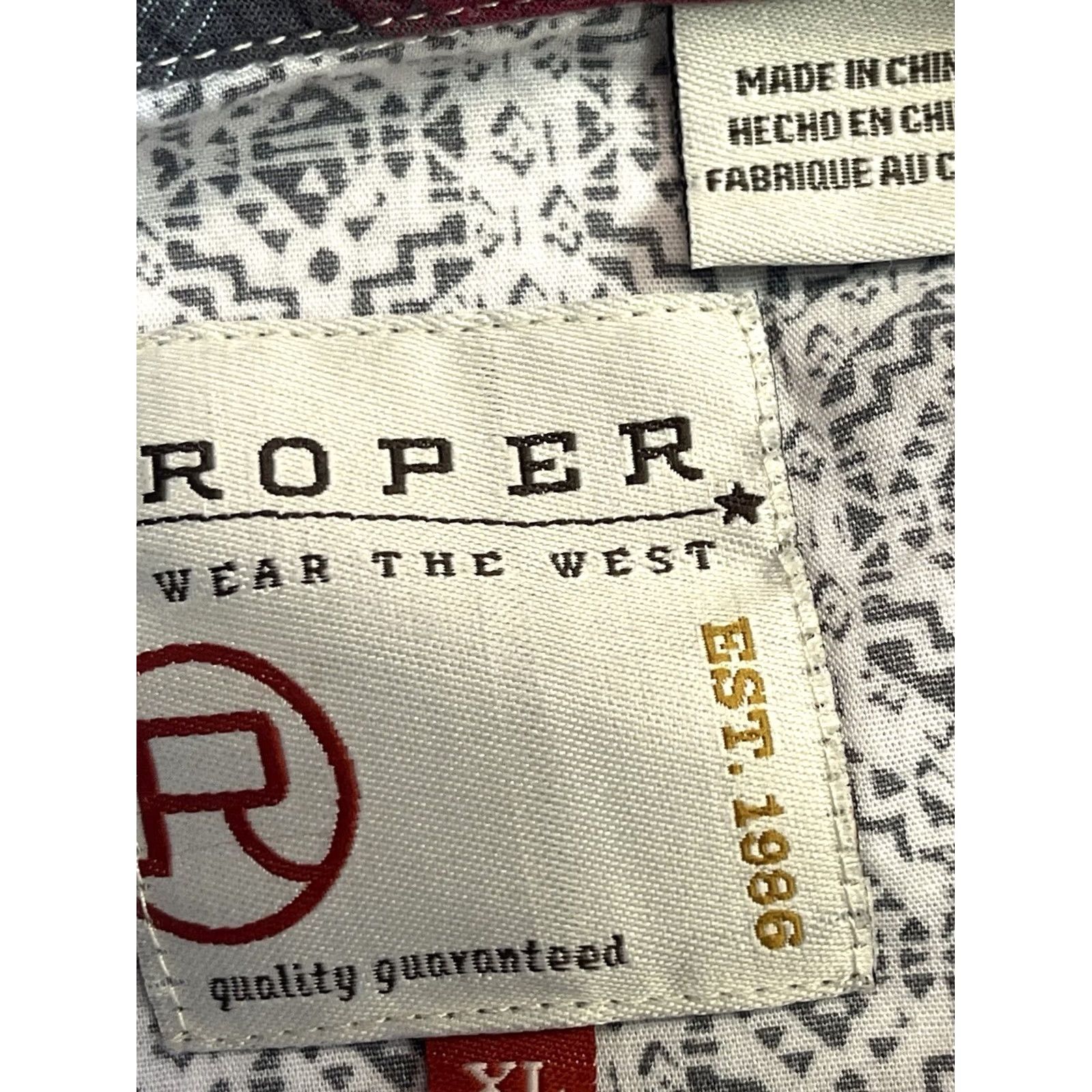 Roper Roper Mens XL Blue White Pearl Snap Western Shirt Cowboy Long Sleeve Lightweight Shirt Size US XL / EU 56 / 4 - 6 Thumbnail