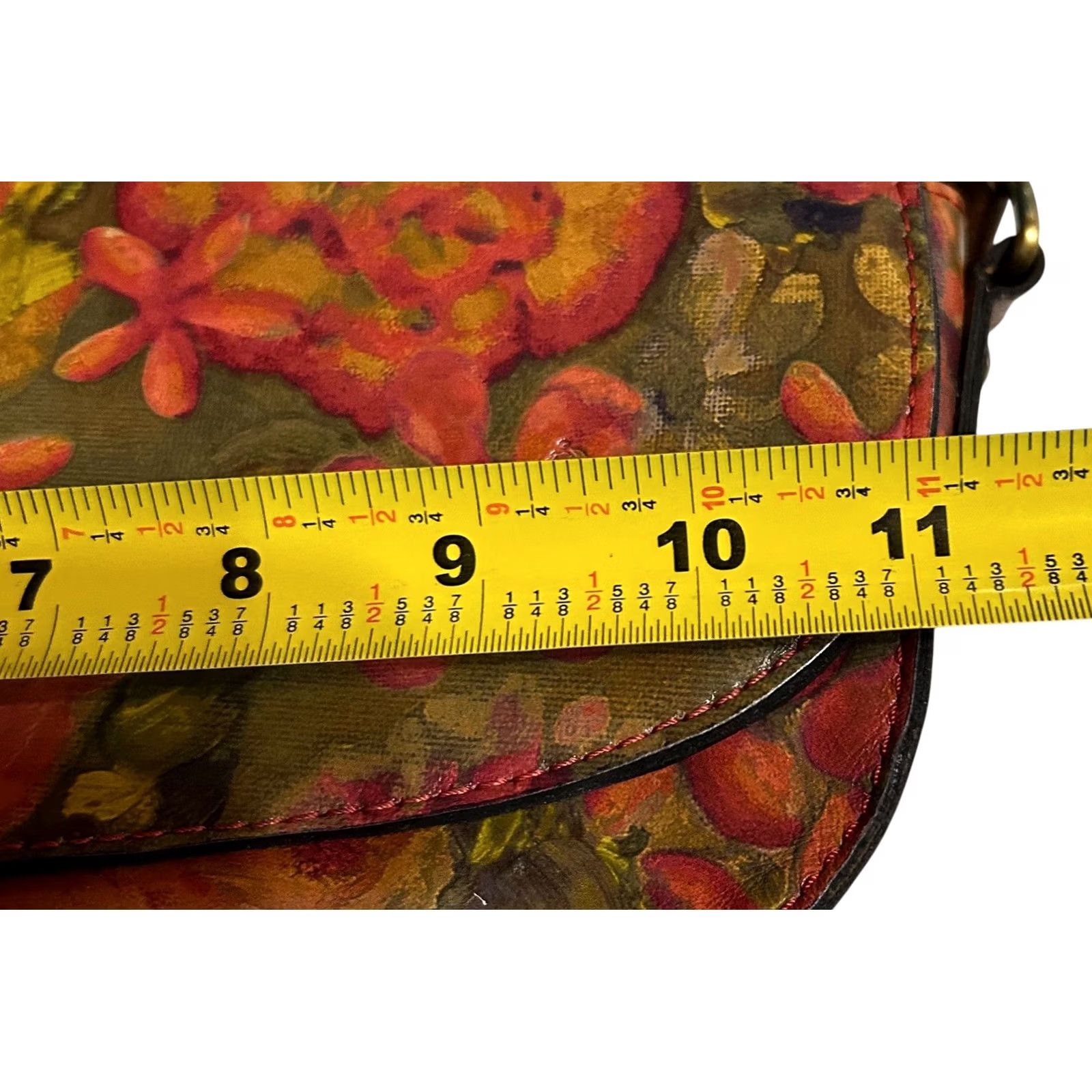 Patricia Nash Patricia Nash Vilette Leather Chain-Link Crossbody Purse Bag Floral Oil Painting Handbag Womens Small Multicolor Leather Crossbody Bag Size ONE SIZE - 6 Thumbnail