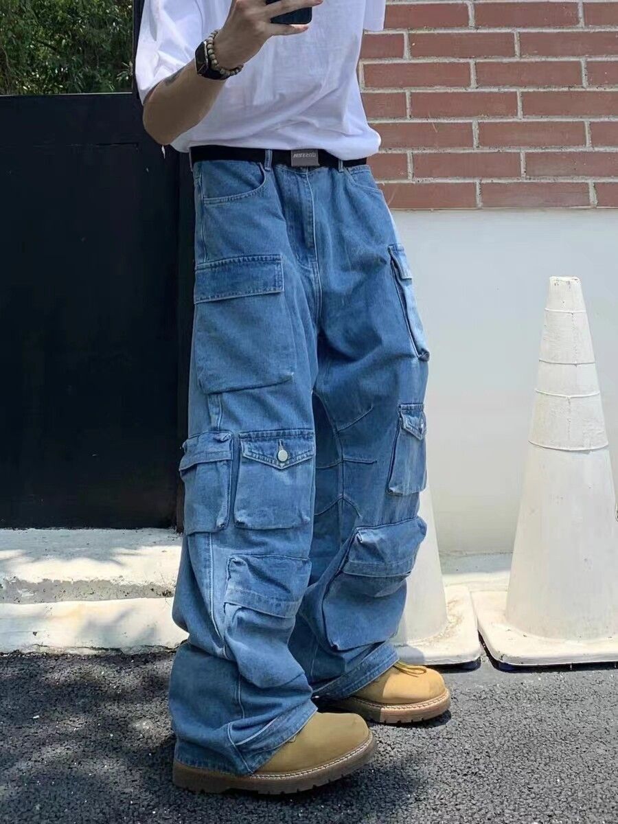 image of Vintage Workwear Multi-Pocket Jeans in Blue, Men's (Size 32)