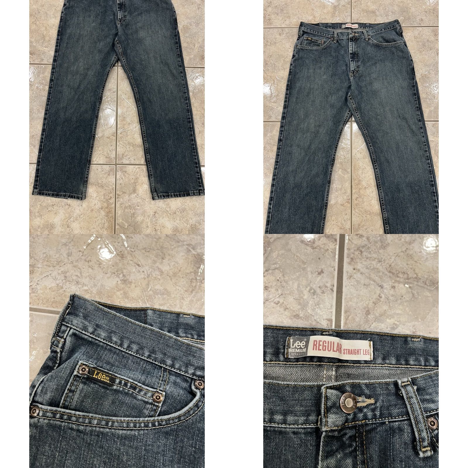 Lee Lee Jeans Regular 38X30 Denim Blue 100% Cotton Straight Leg Mens Size US 38 / EU 54 - 8 Thumbnail