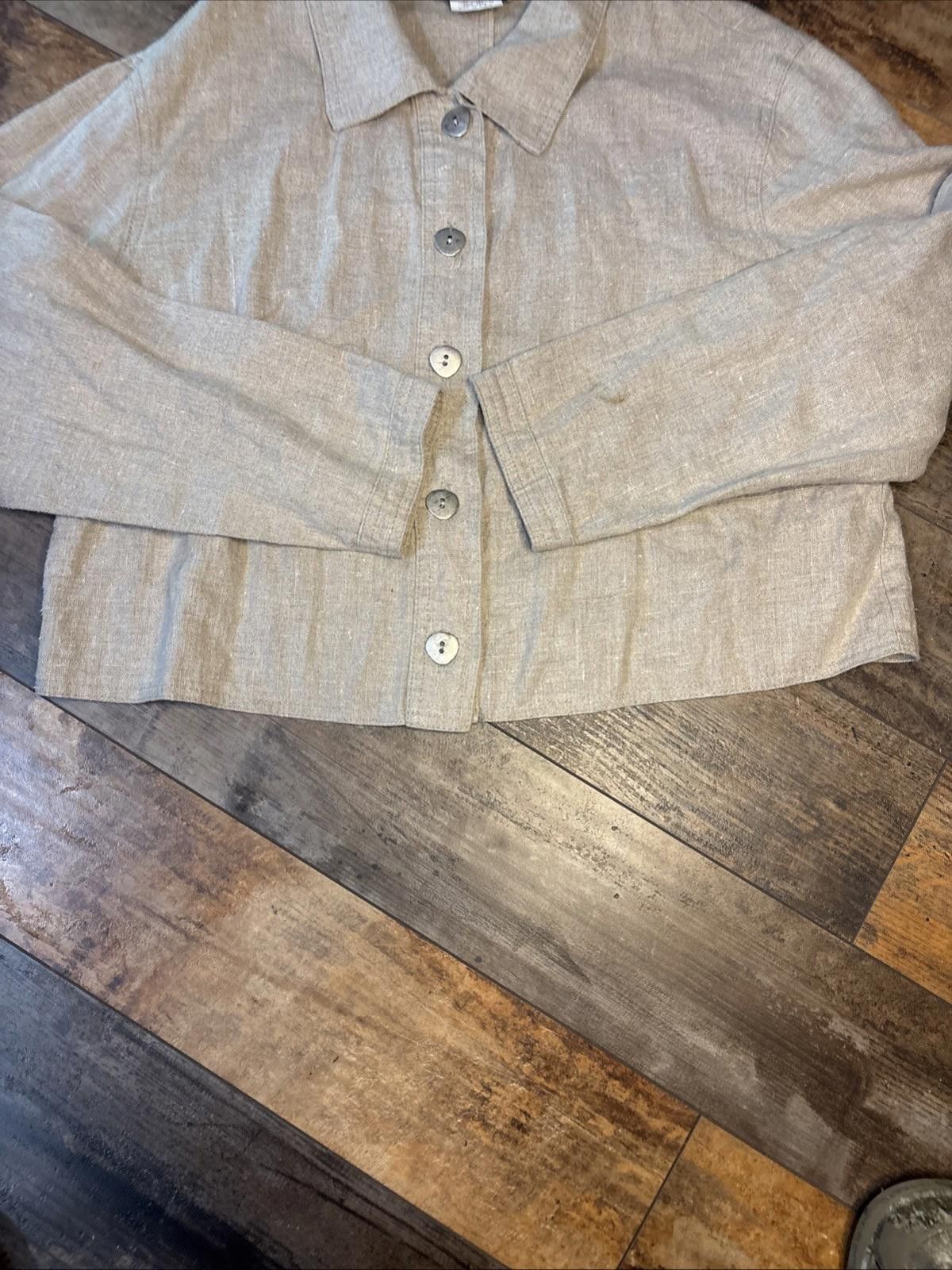 Other Studio Ease Linen Button Down Boxy Jacket Cropped Top Summer Size L / US 10 / IT 46 - 2 Thumbnail