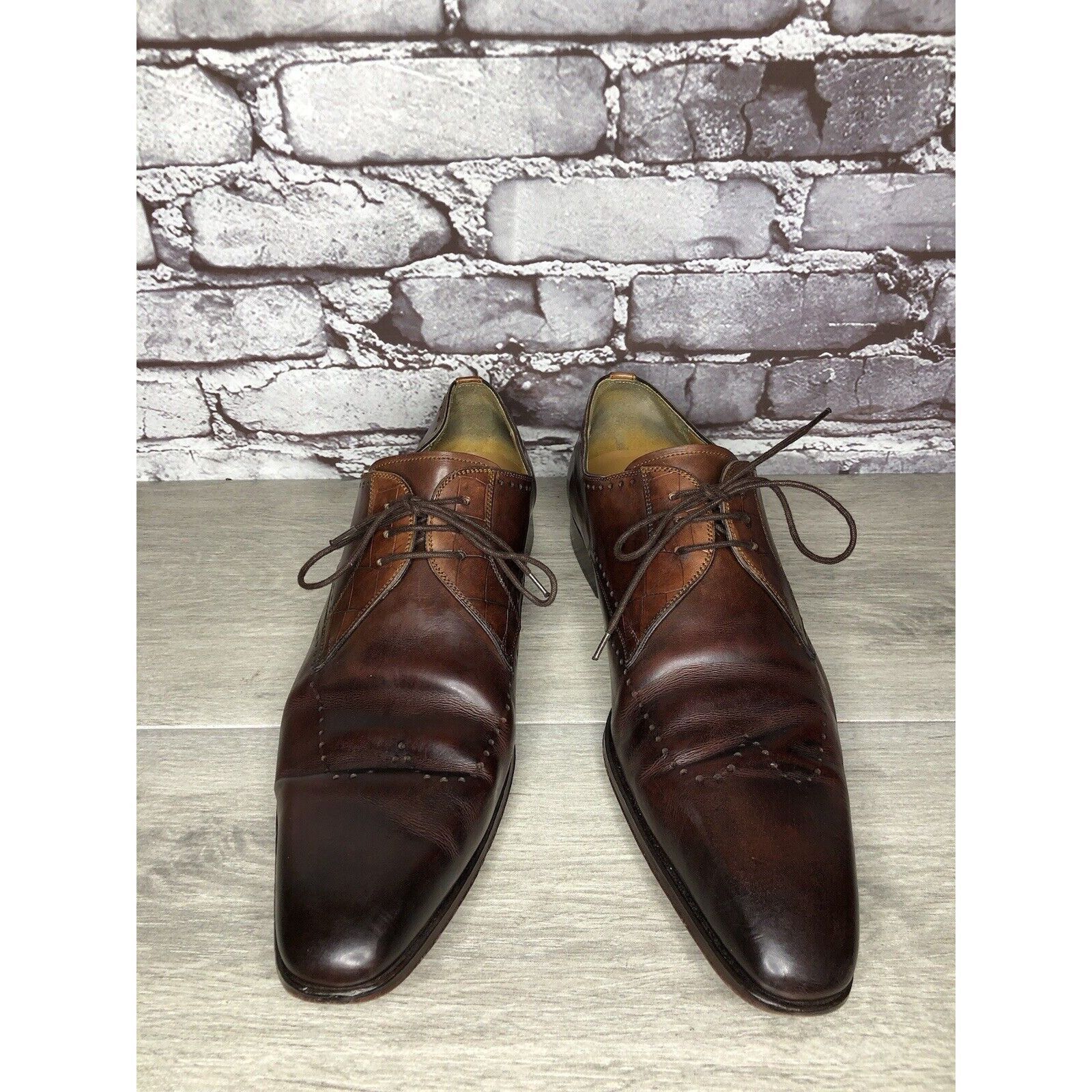 Magnanni Magnanni Neiman Marcus Burnished Brown Leather Wingtip Dress Size US 10 / EU 43 - 21 Thumbnail