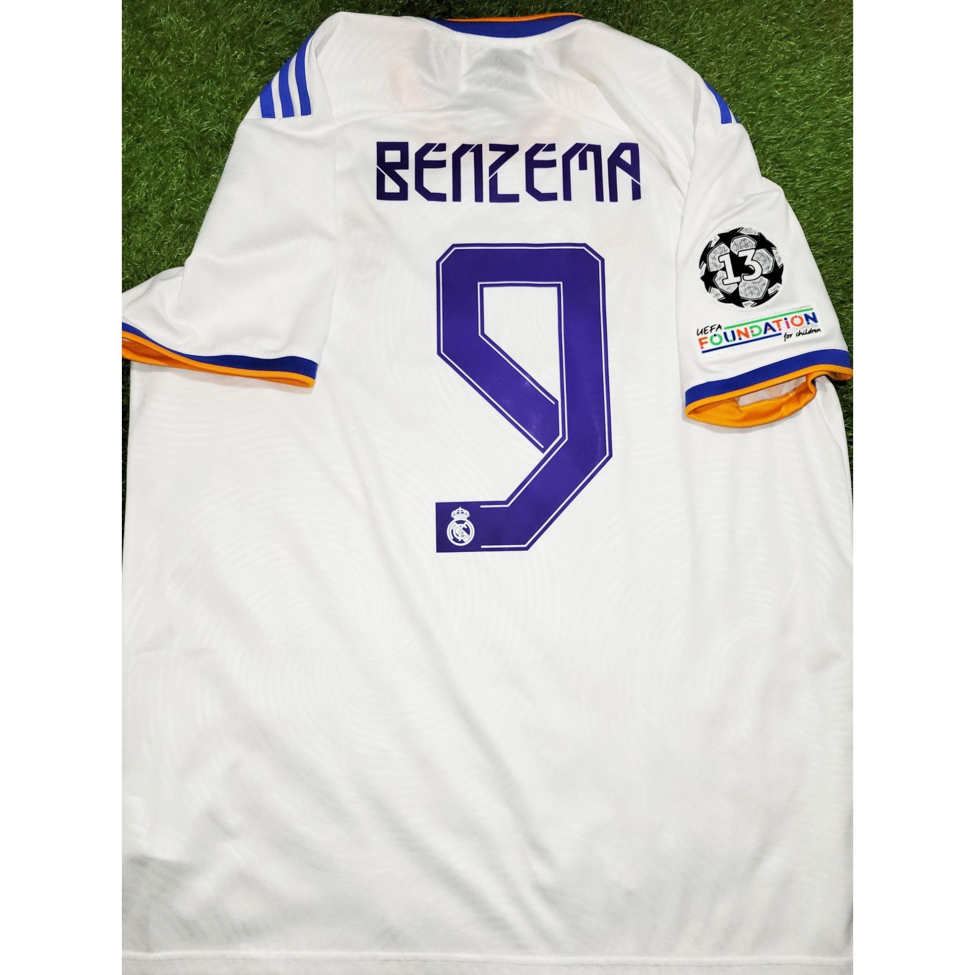 Image of Adidas Benzema Real Madrid 2021 2022 Uefa Final Soccer Jersey XL in White, Men's