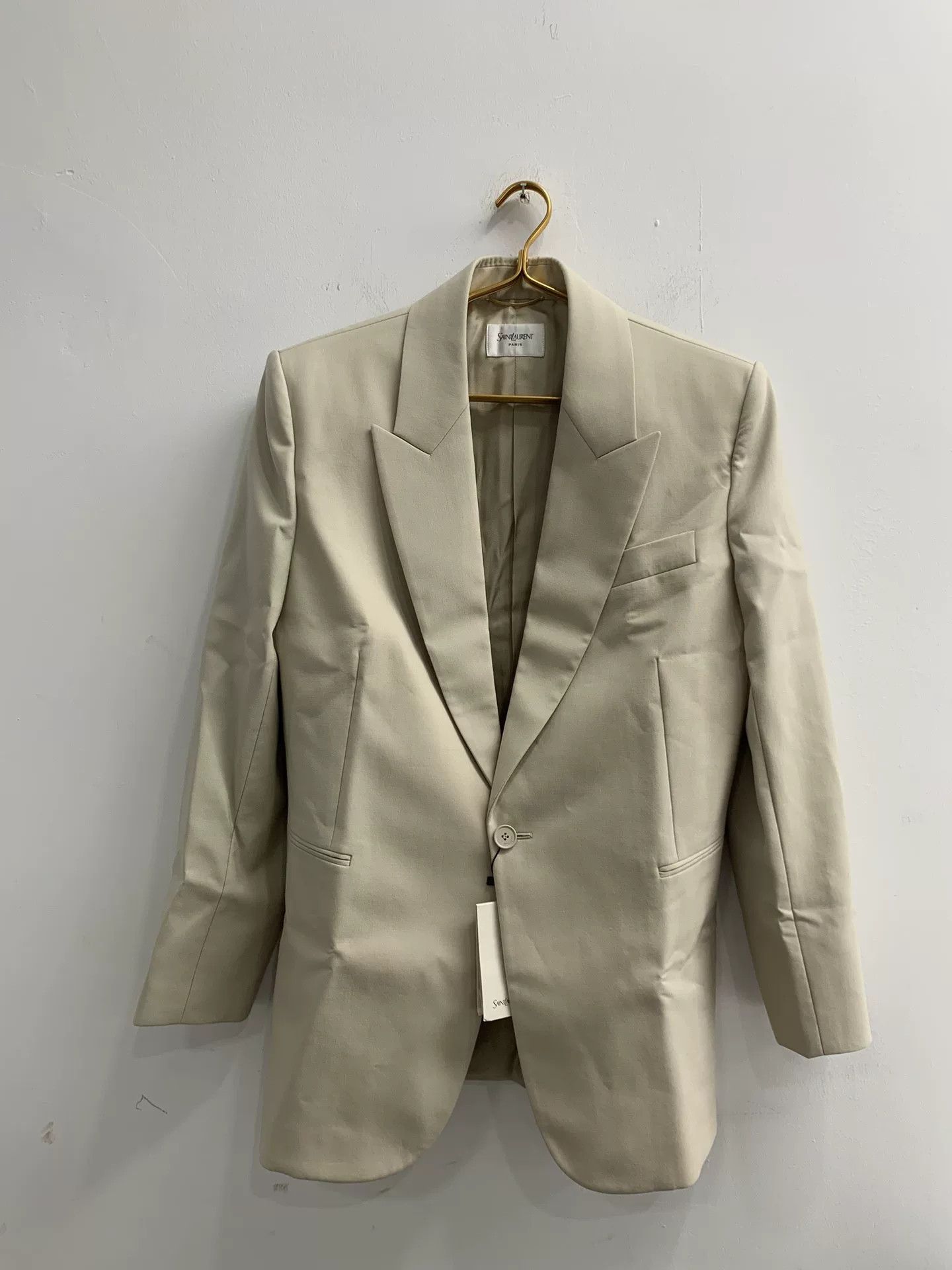 Saint Laurent Paris Saint Laurent Beige Wool Blazer Women's Size XXS / US 00 / IT 34 - 1 Thumbnail